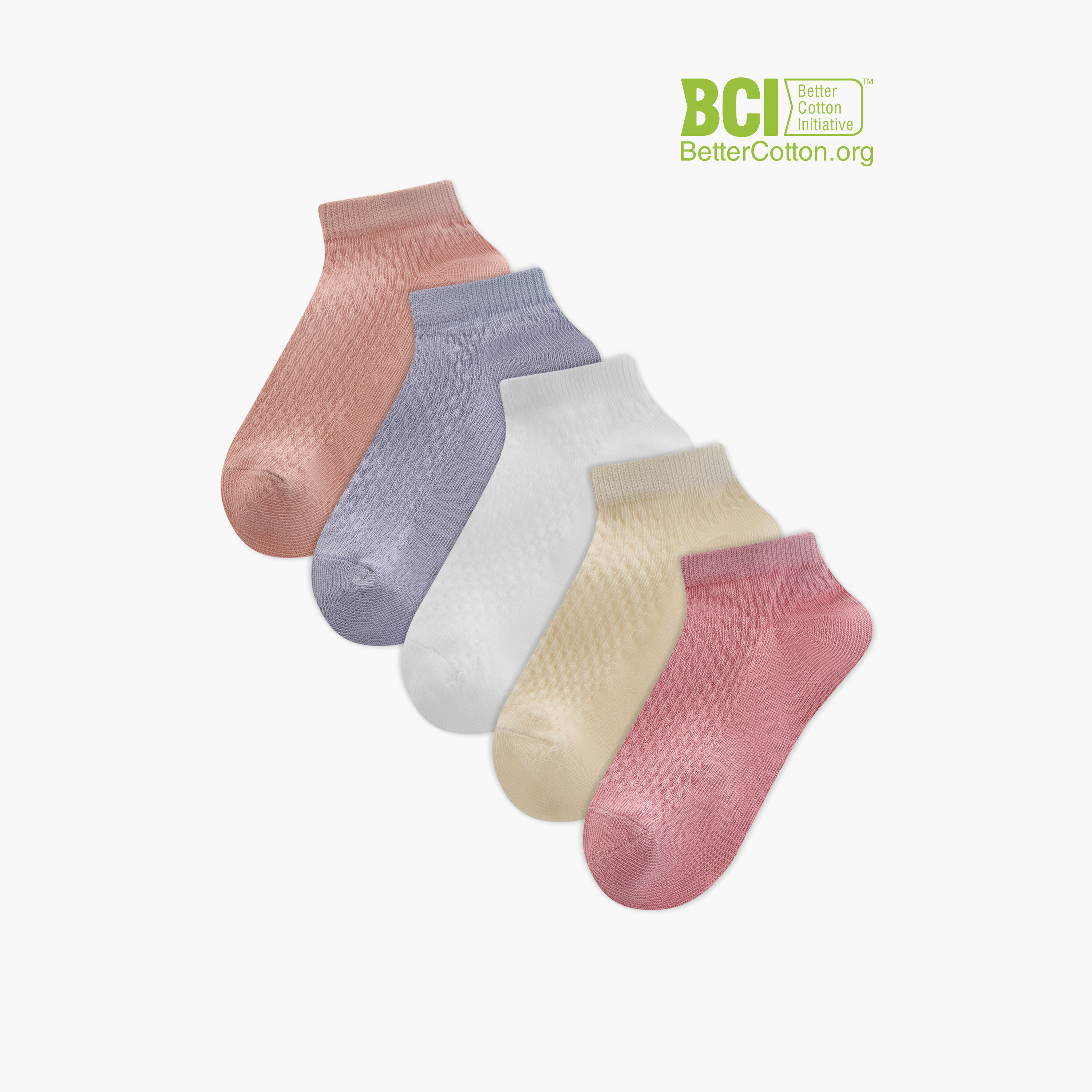 طقم جوارب 5 أزواج بارزة الملمس بطول الكاحل من ليتل ميسي-girls-accessories-socks-image-1