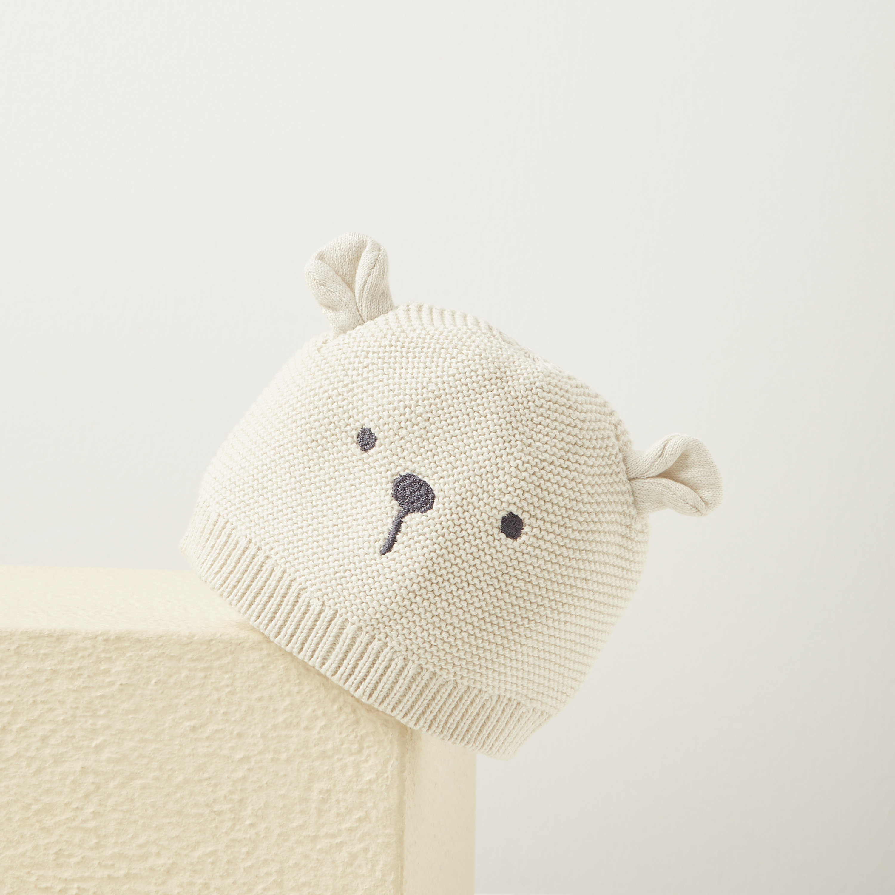 Juniors Bear Embroidered Beanie Cap with Ear Applique-baby-boys-accessories-caps-image-2