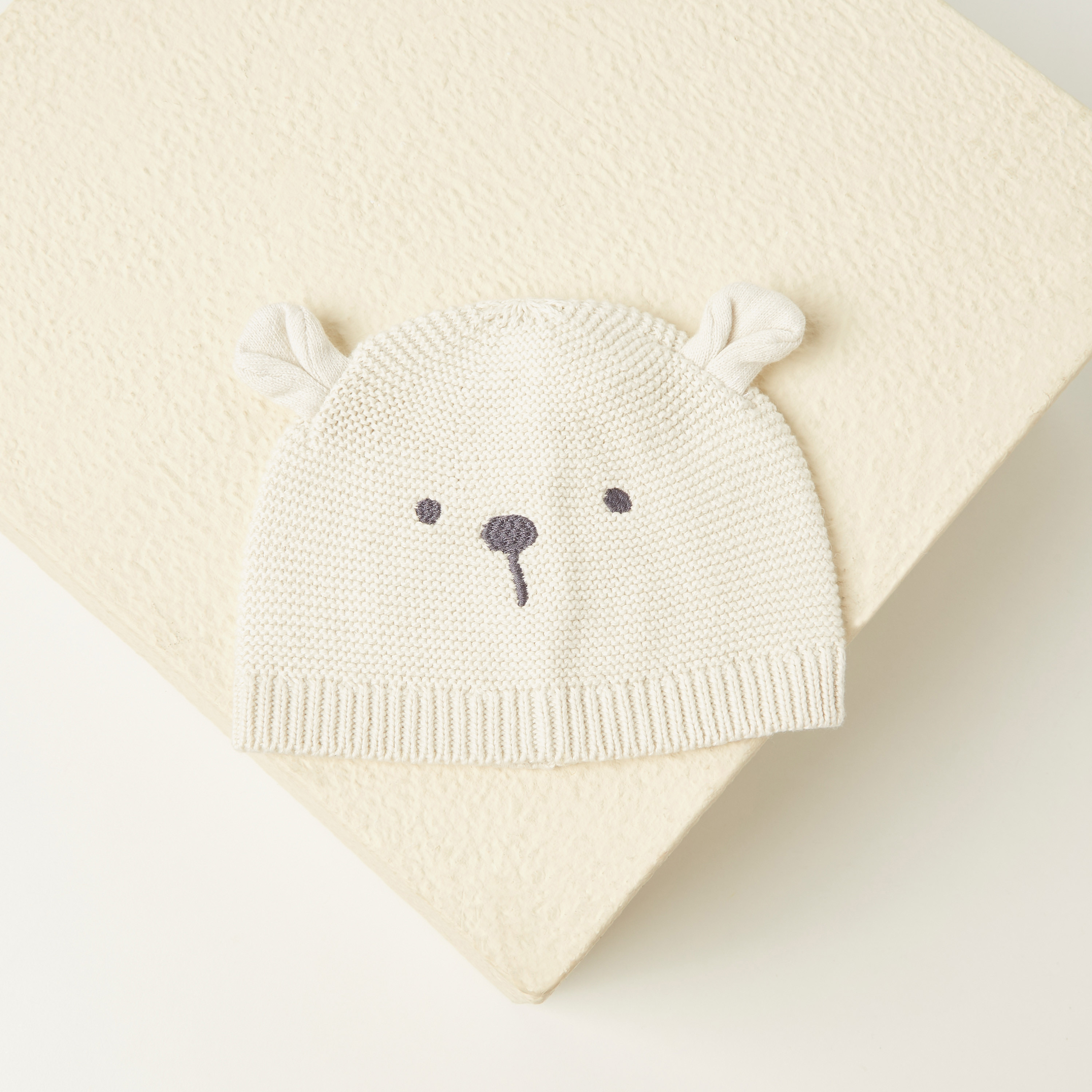 Juniors Bear Embroidered Beanie Cap with Ear Applique-baby-boys-accessories-caps-image-3