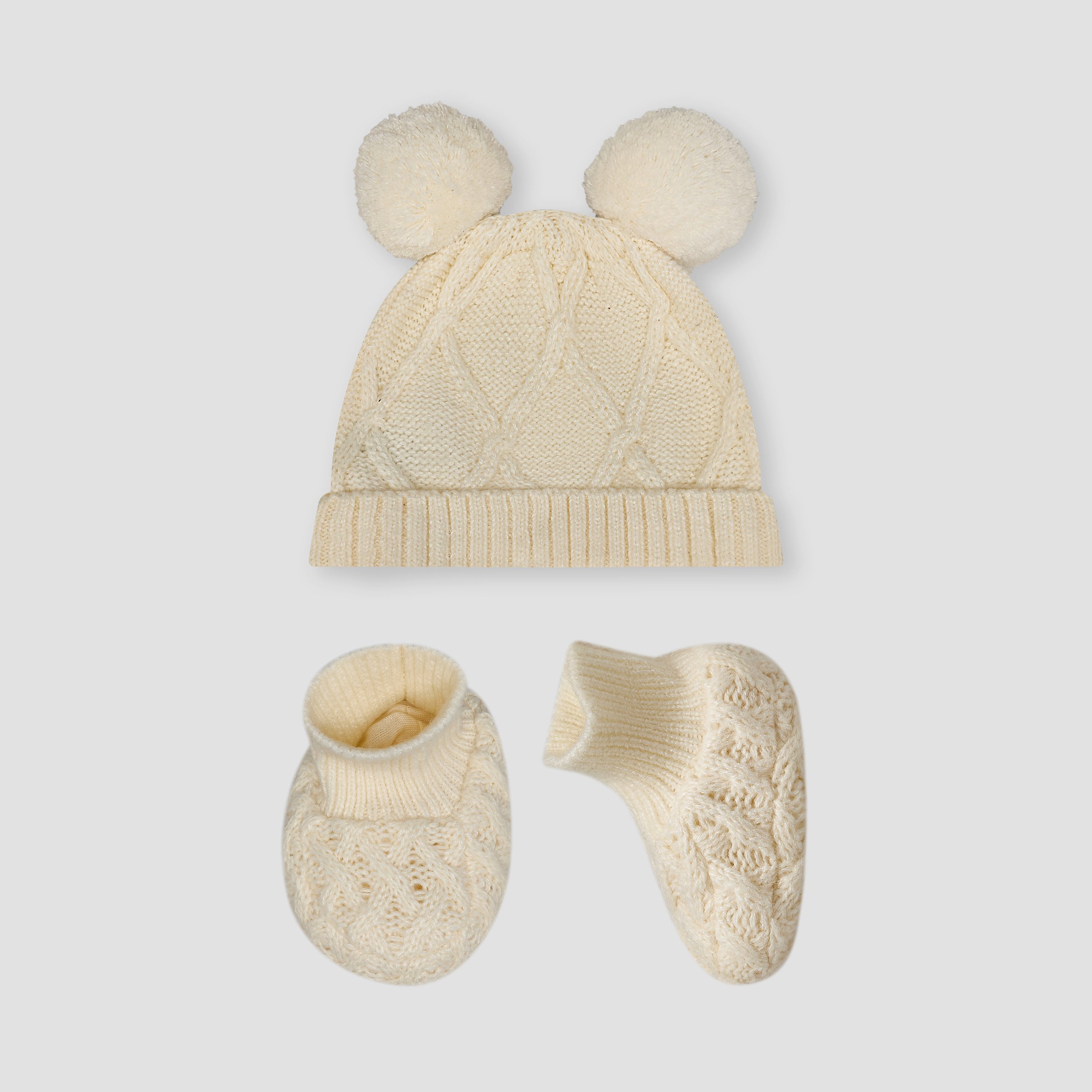 Juniors Fur Ball Detail Cap with Booties-baby-girls-accessories-caps-image-1