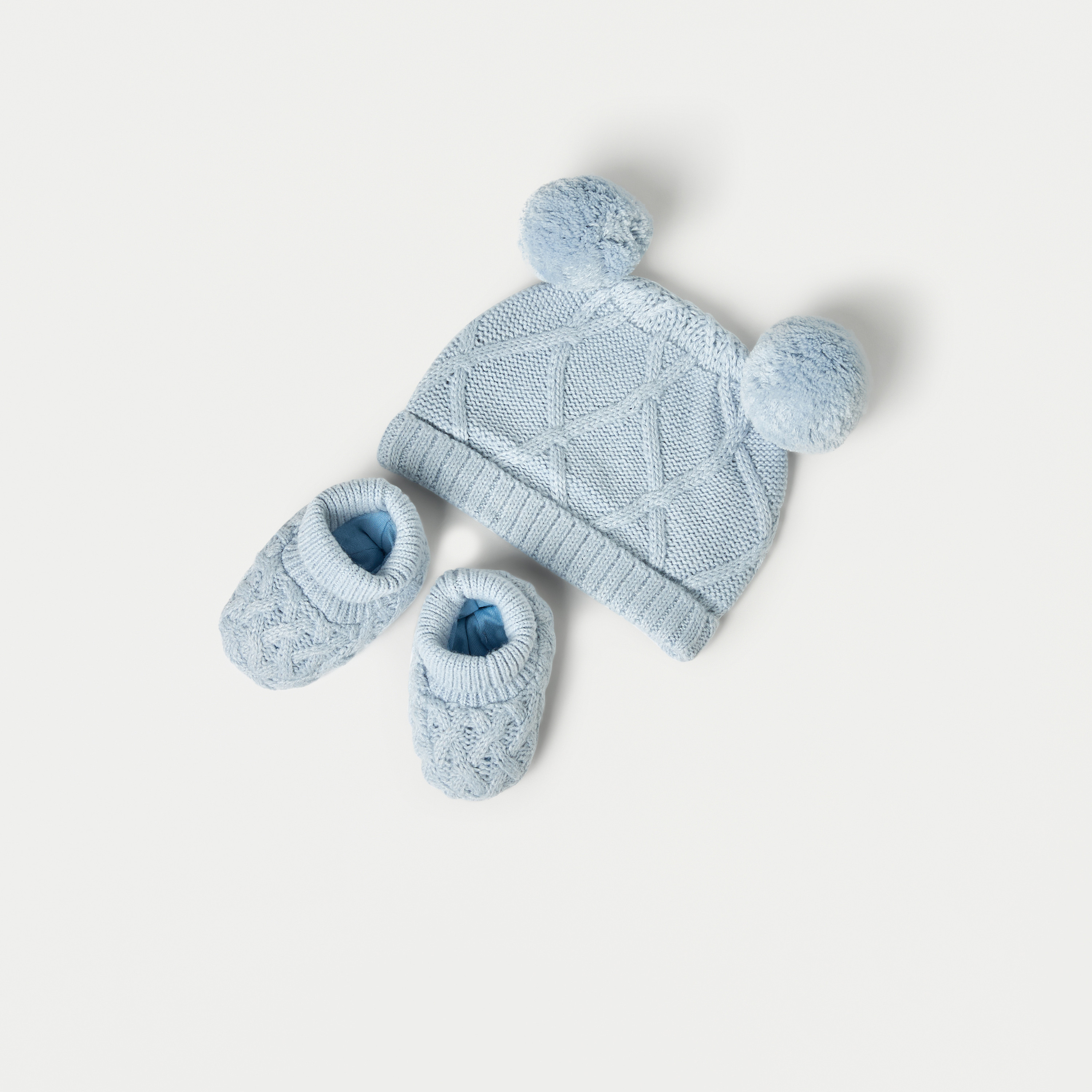 Juniors Fur Ball Detail Cap with Booties-baby-boys-accessories-caps-image-1