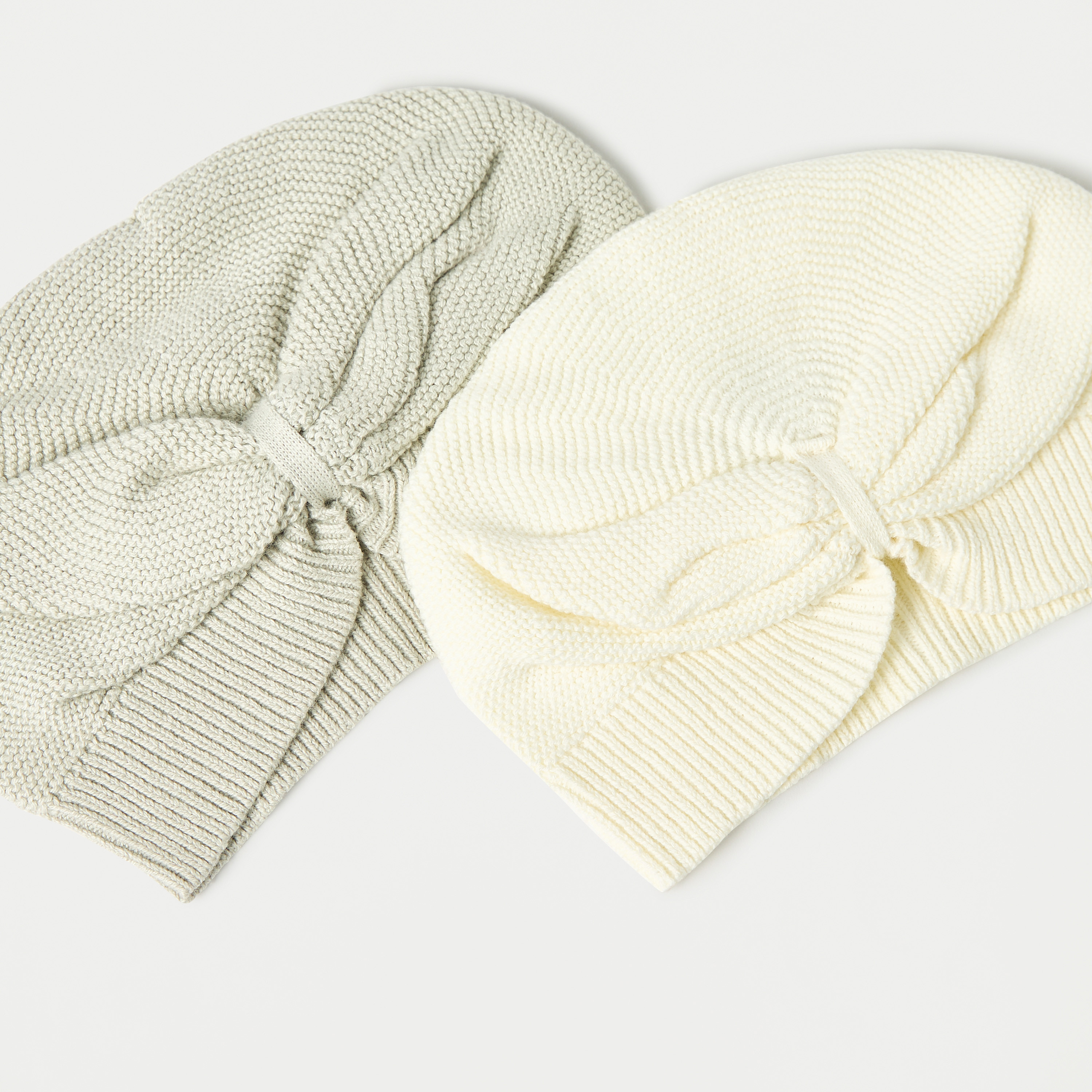Juniors Textured Bow Detail Beanie Cap - Set of 2-baby-girls-accessories-caps-image-4