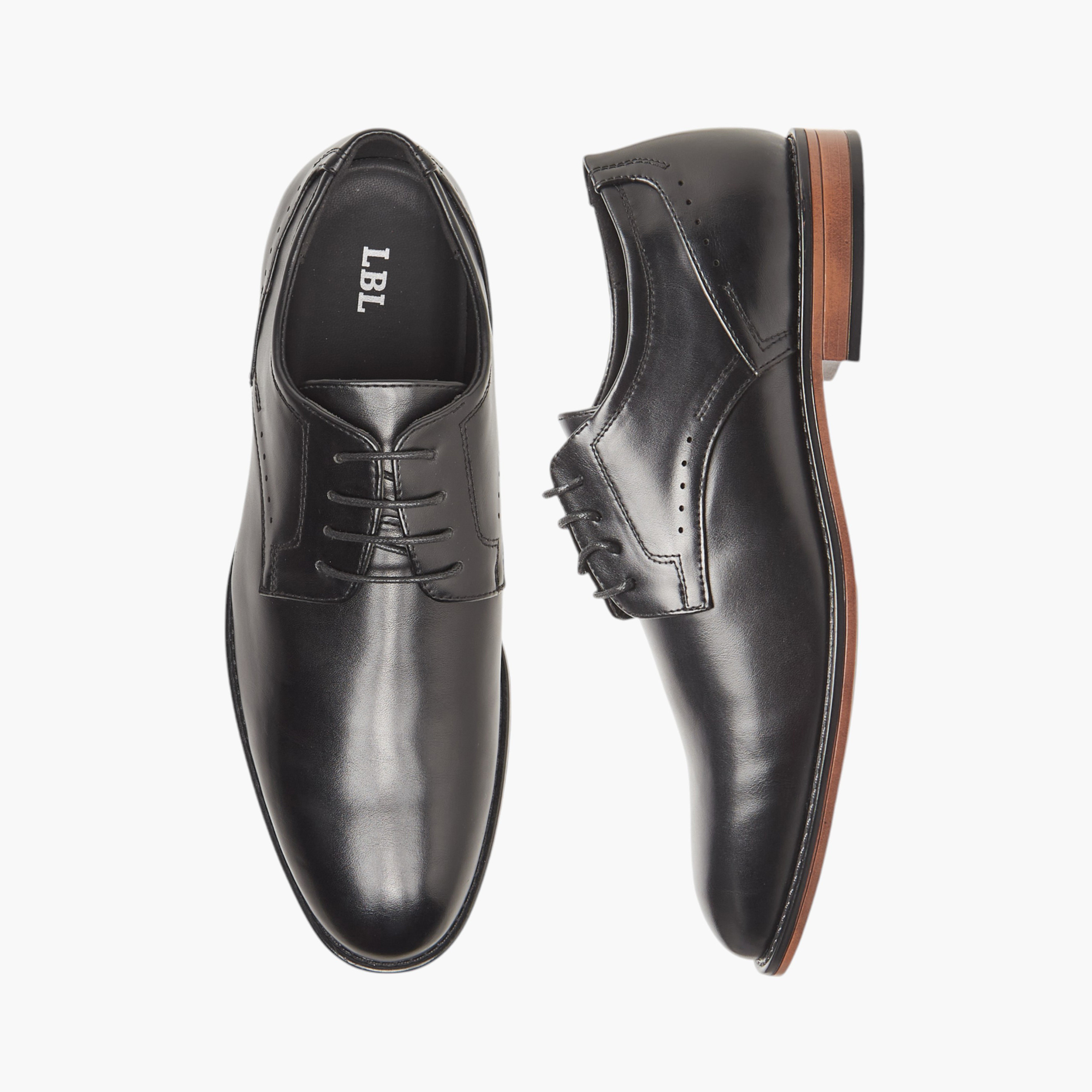 LBL by Shoexpress Solid Derby Shoes with Lace-Up Closure-men-shoes-formalshoes-image-1