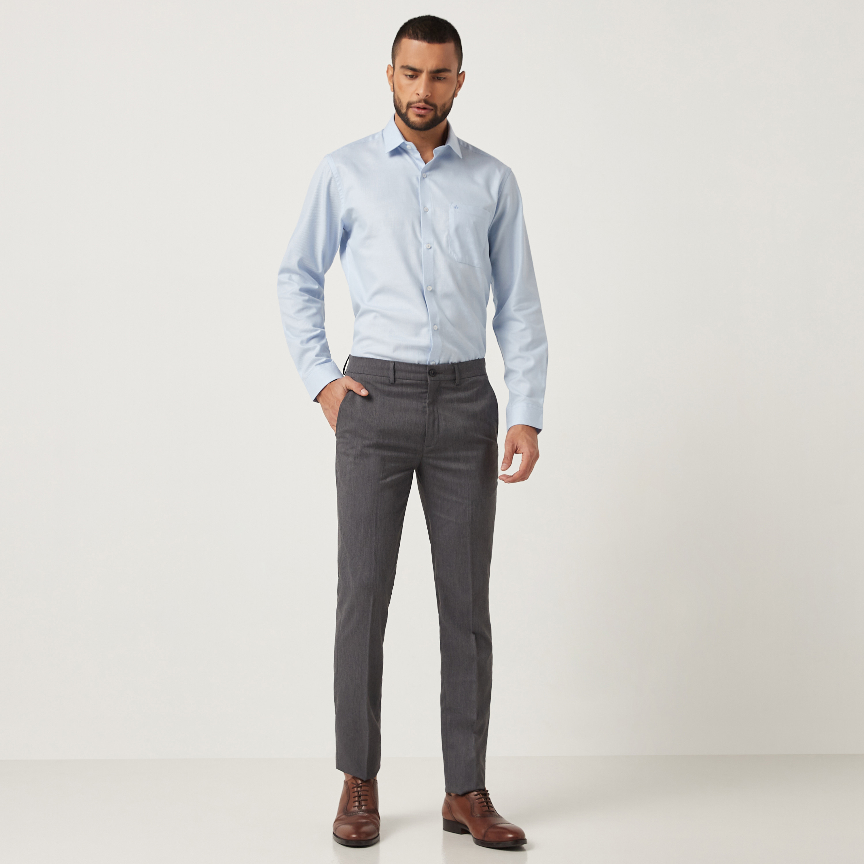 Buy Men's Arrow Navy Blue Slim Fit Casual Trousers Online | Centrepoint UAE