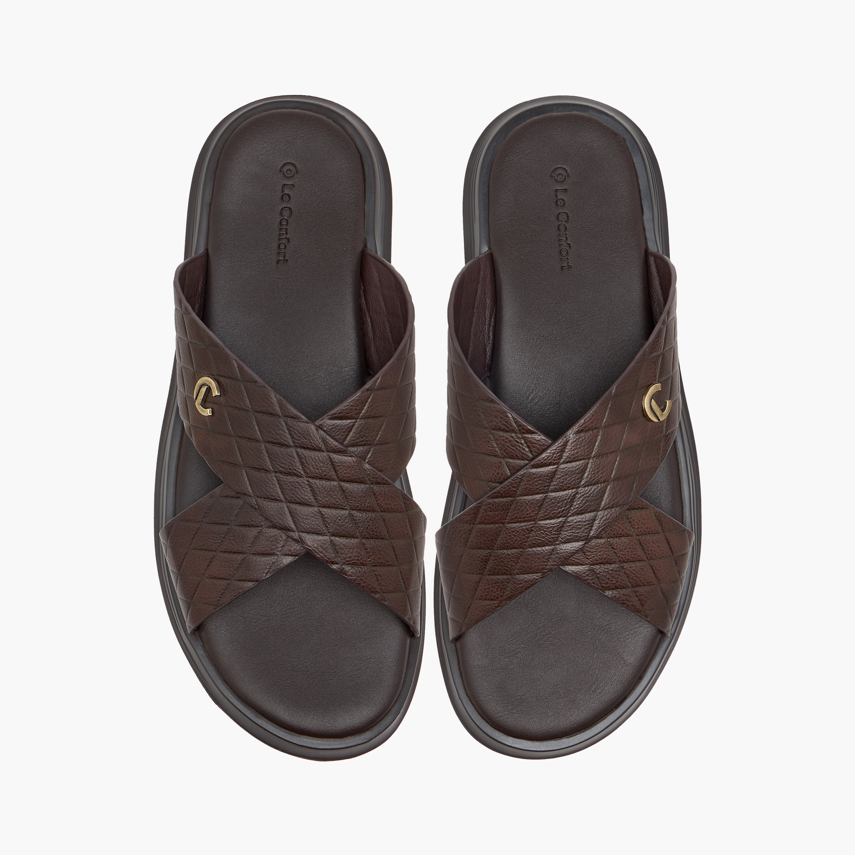 Le Confort Textured Slip-On Cross Strap Comfort Sandals-men-shoes-sandals-image-1