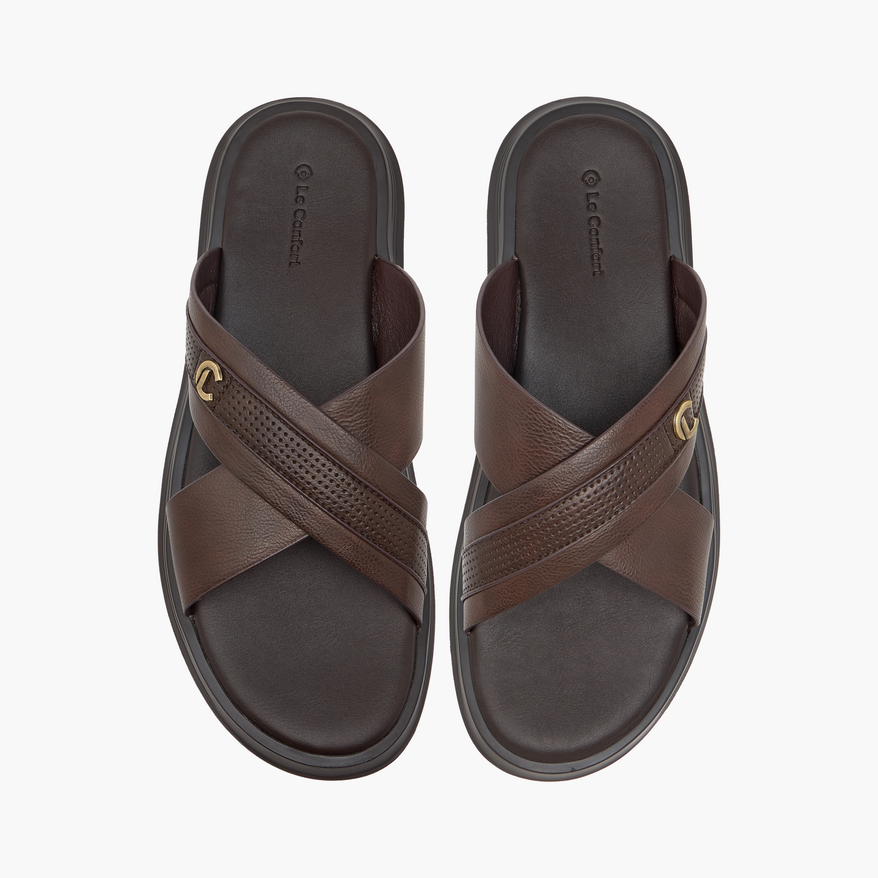 Le Confort Textured Cross Strap Slip-On Comfort Sandals-men-shoes-sandals-image-1