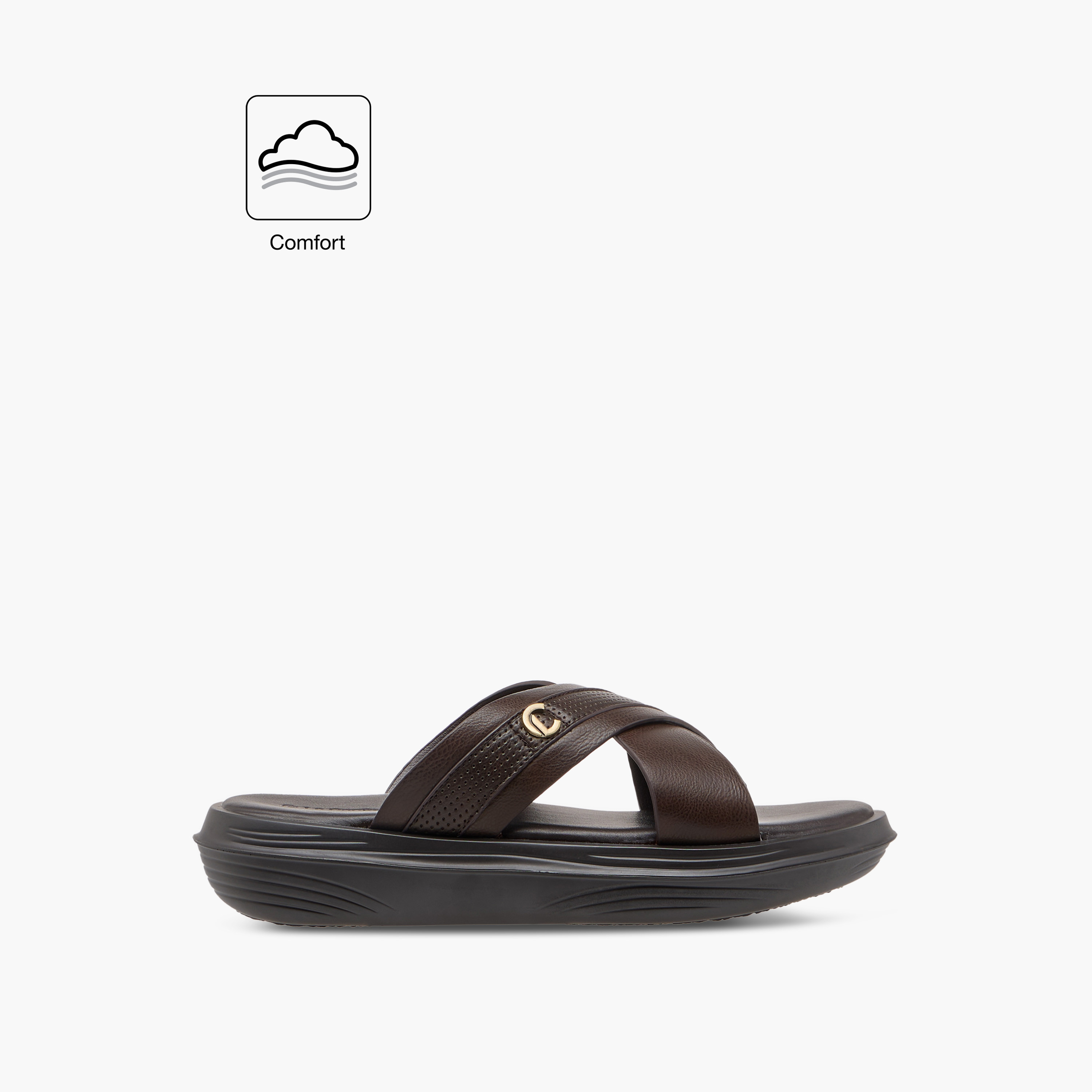 Le Confort Textured Cross Strap Slip-On Comfort Sandals-men-shoes-sandals-image-2