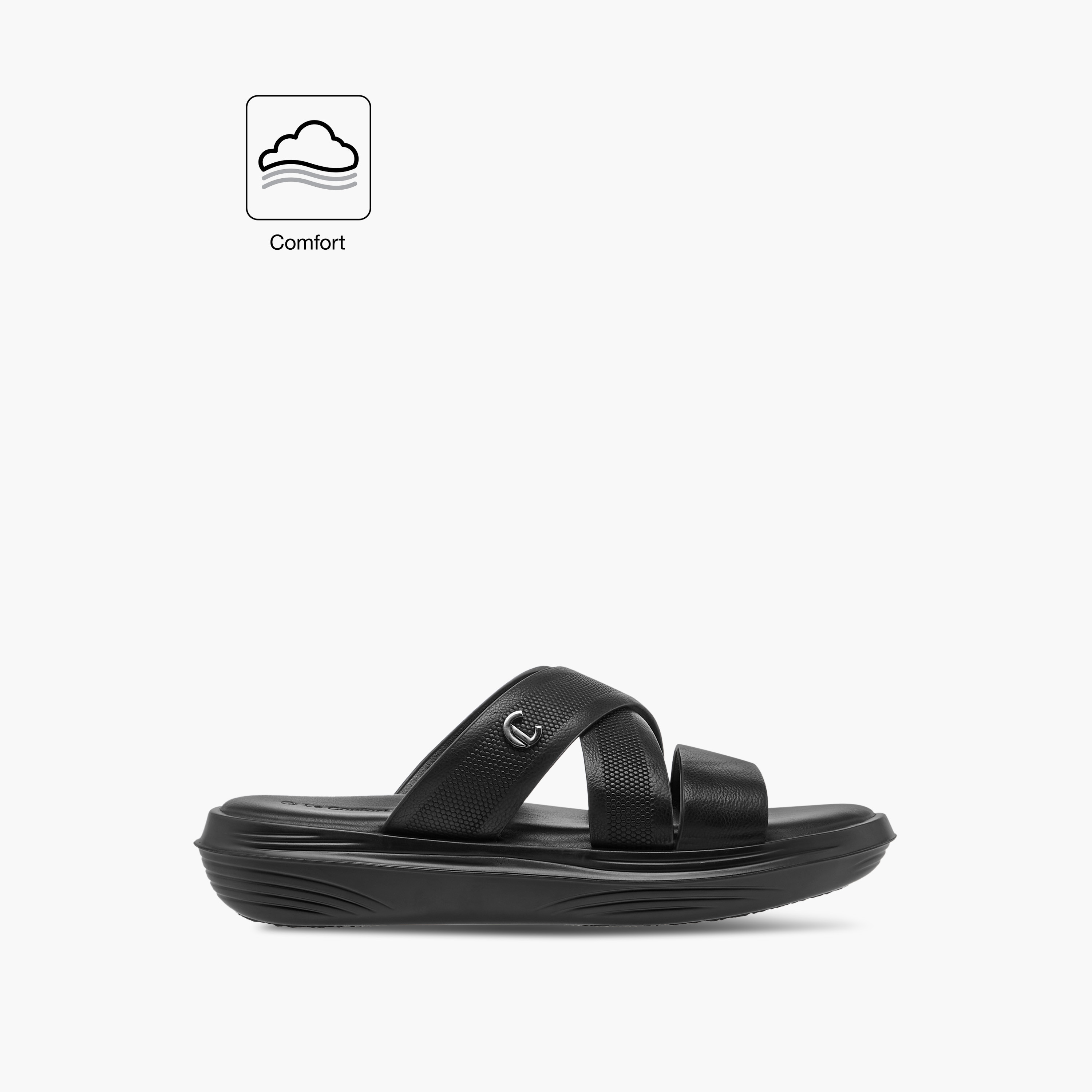 Le Confort Textured Cross Strap Slip-On Comfort Sandals-men-shoes-sandals-image-2