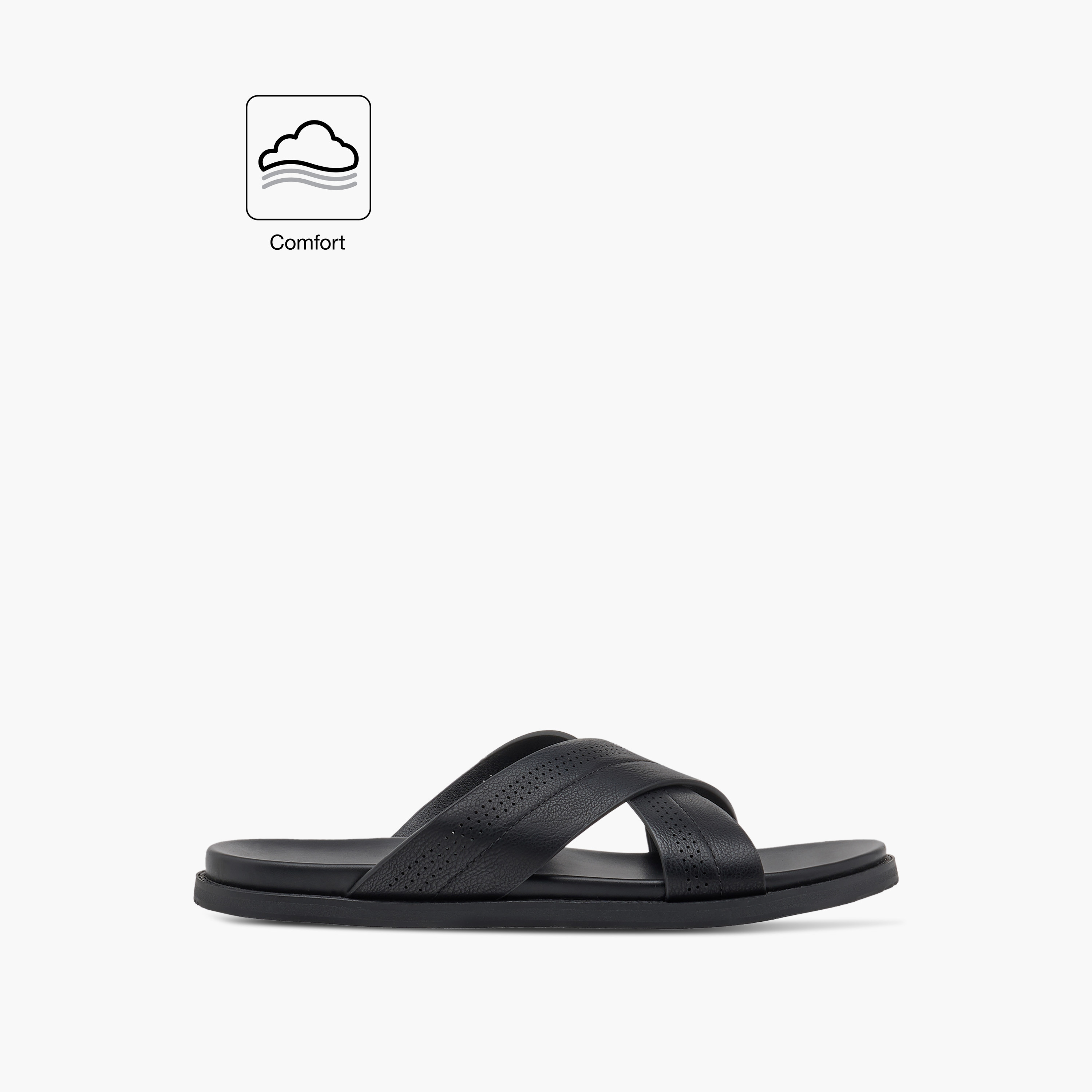Le Confort Textured Cross Strap Slip-On Comfort Sandals-men-shoes-sandals-image-2