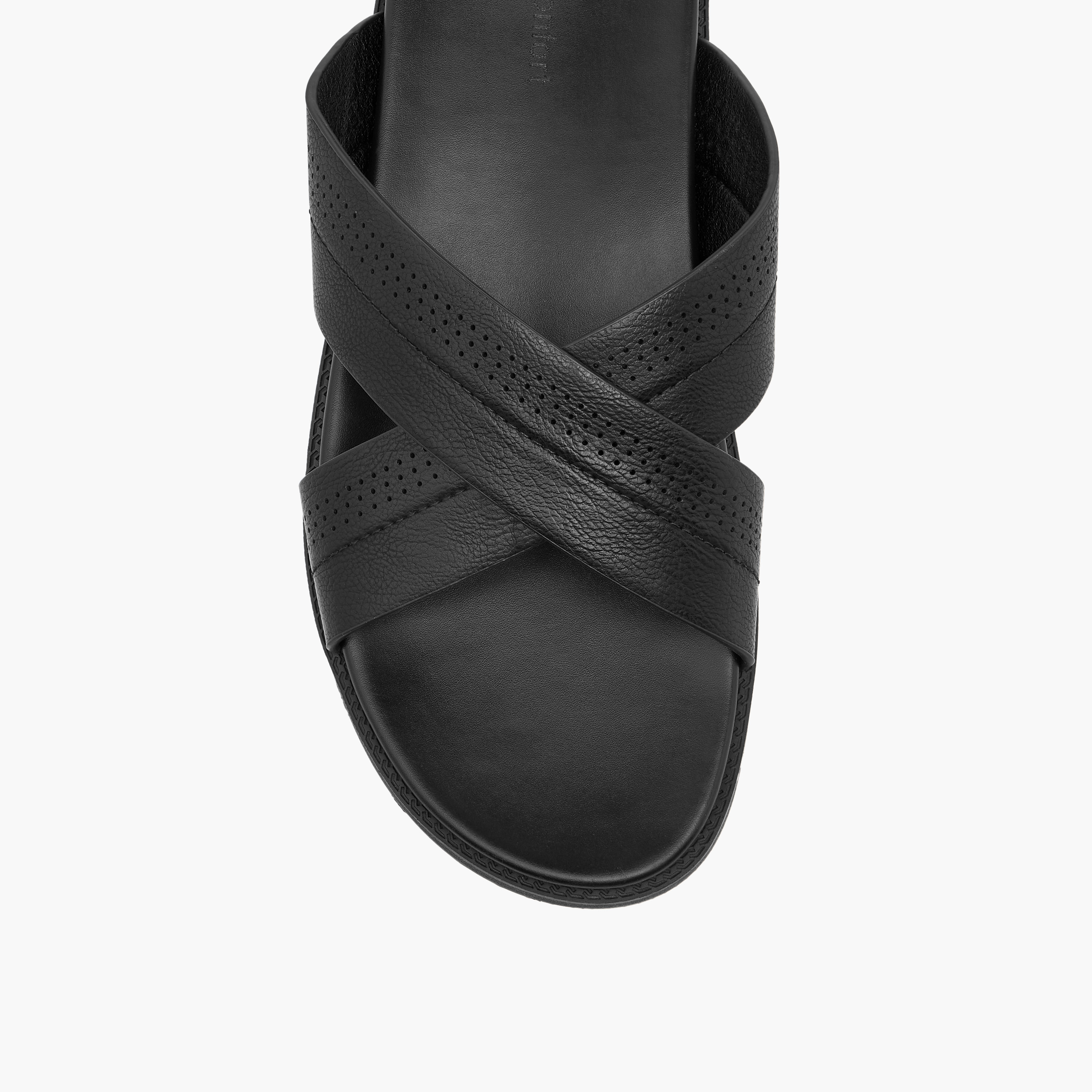 Le Confort Textured Cross Strap Slip-On Comfort Sandals-men-shoes-sandals-image-3