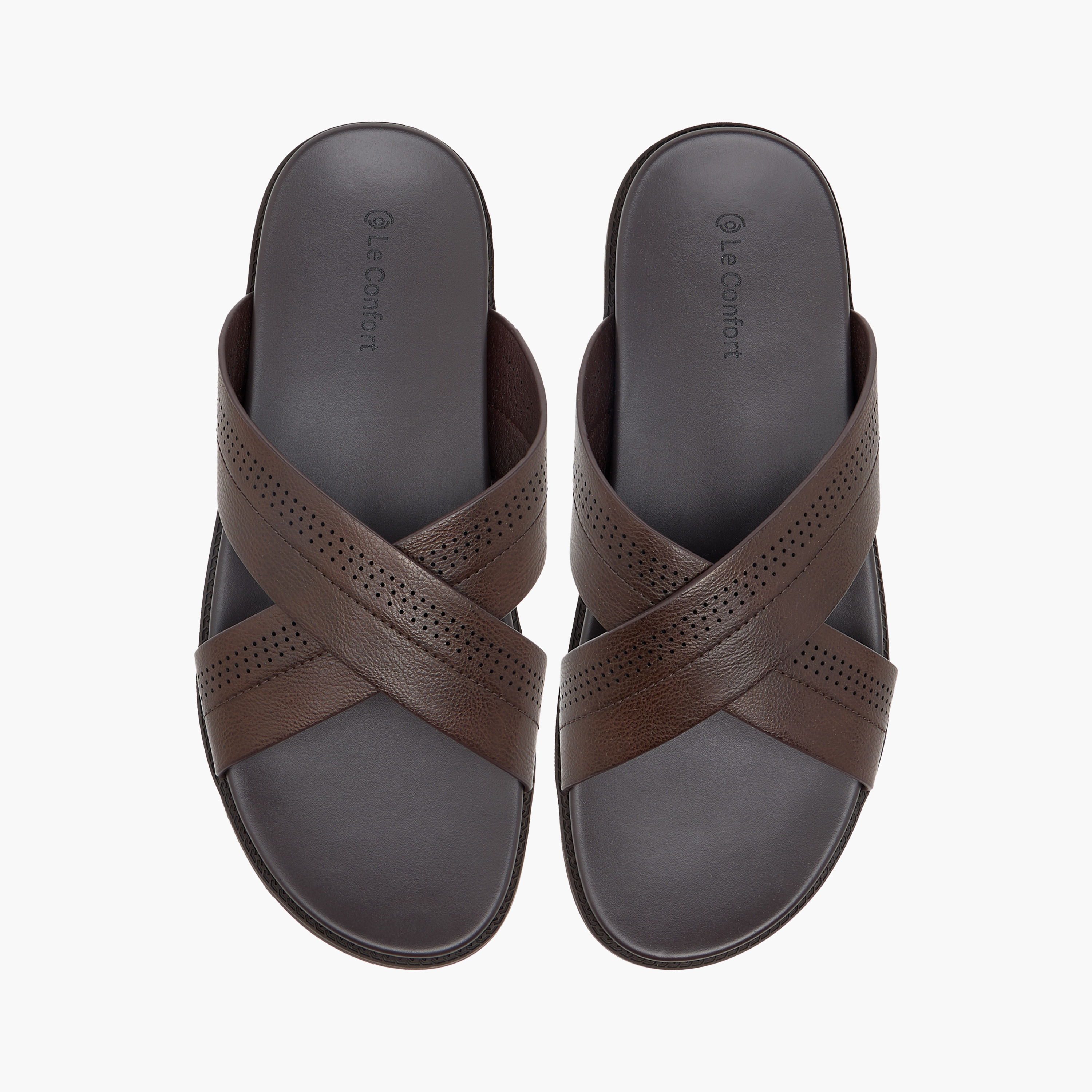 Le Confort Textured Cross Strap Slip-On Comfort Sandals-men-shoes-sandals-image-1