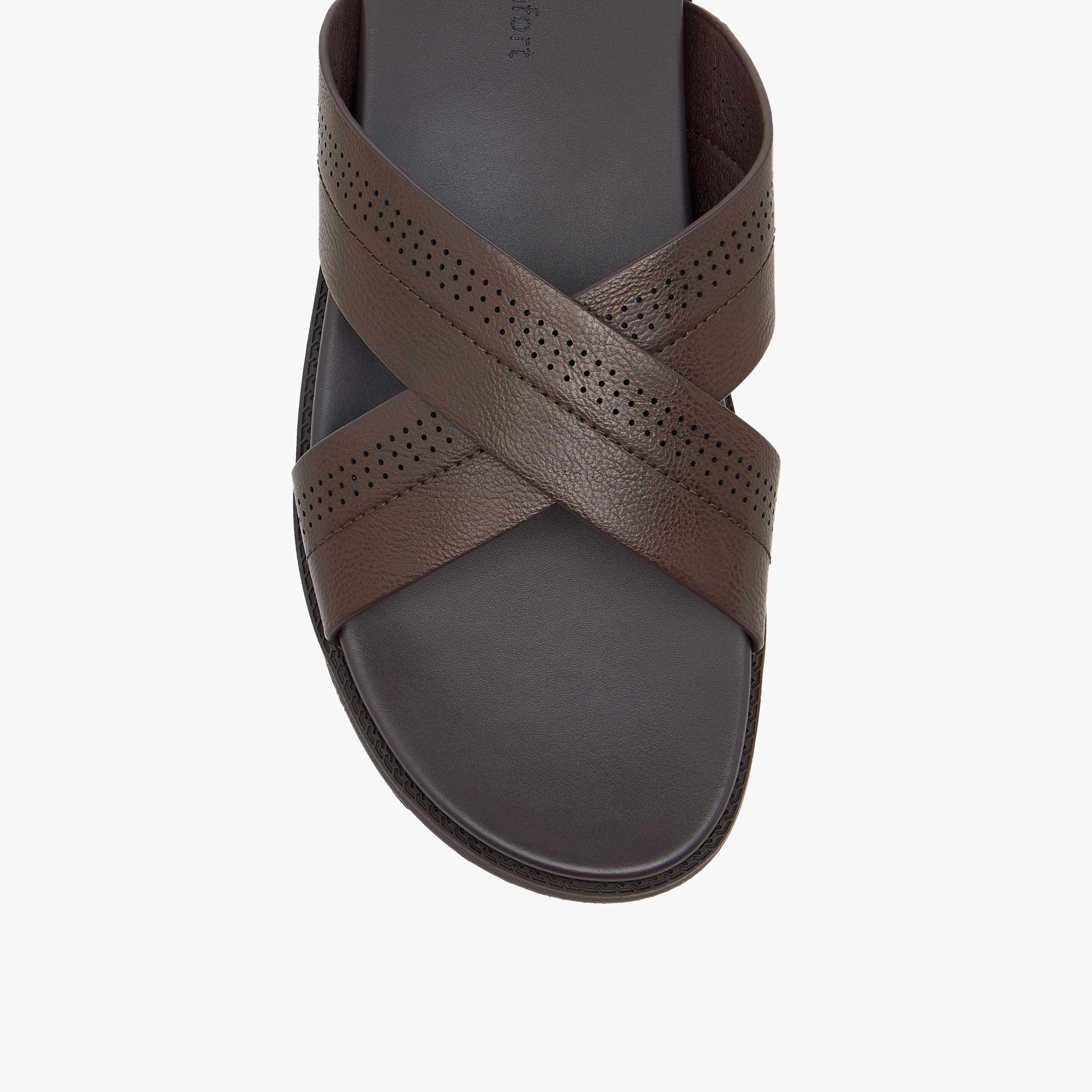 Le Confort Textured Cross Strap Slip-On Comfort Sandals-men-shoes-sandals-image-3