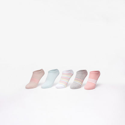 Striped Ankle Length Socks - Set of 5-Women%27s Socks-image-0