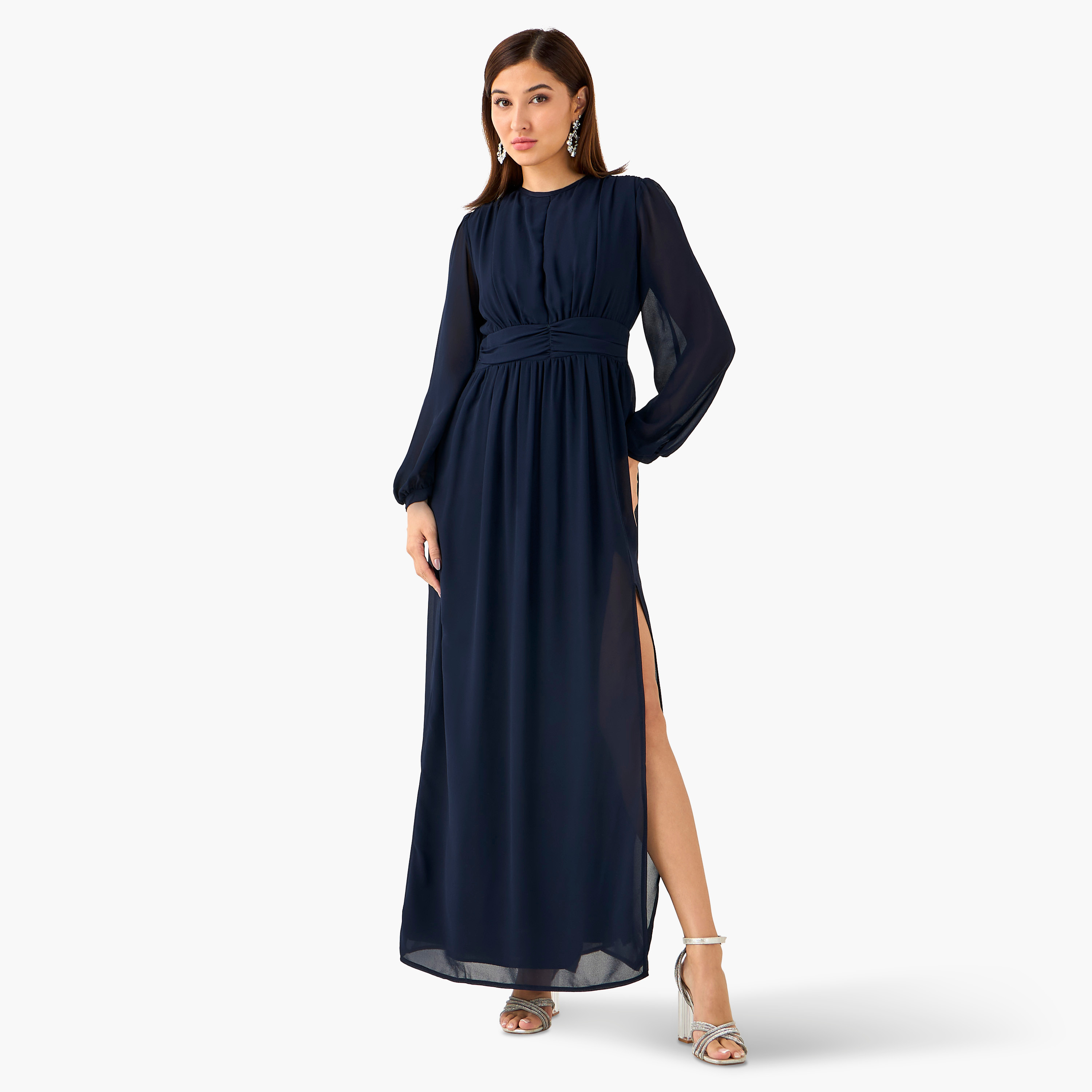 فستان ماكسي بليسيه بوليستر بفتحة من تي إف إن سي-women-clothing-dresses-image-5