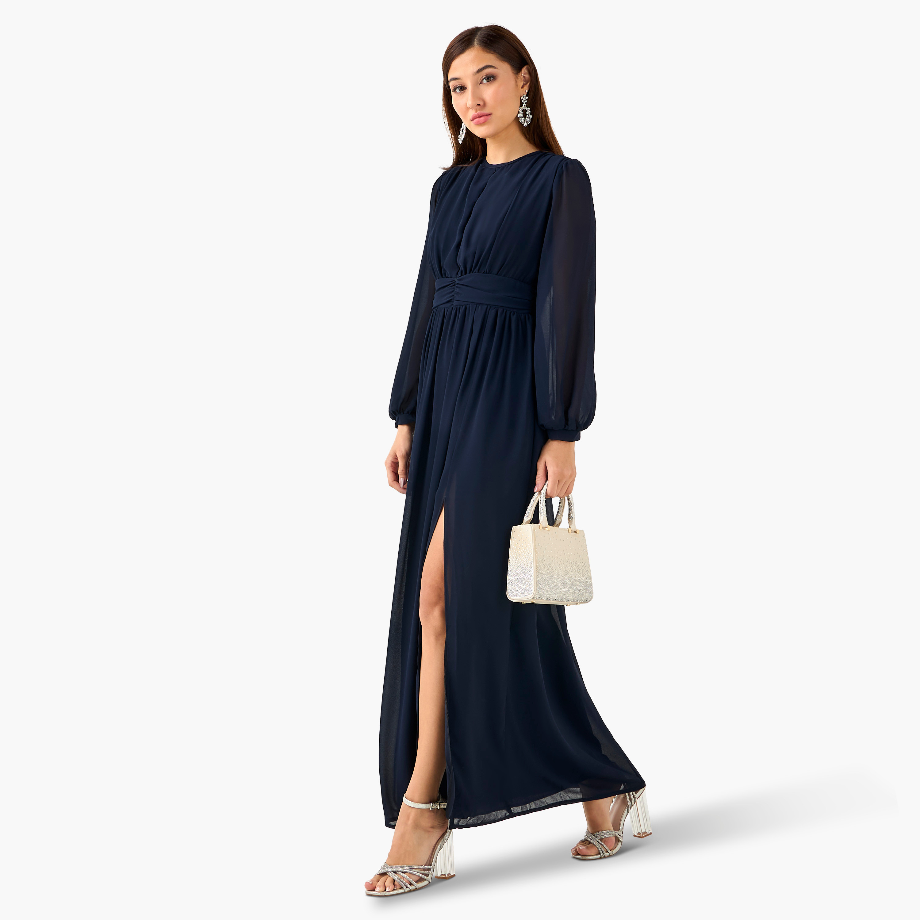 فستان ماكسي بليسيه بوليستر بفتحة من تي إف إن سي-women-clothing-dresses-image-3