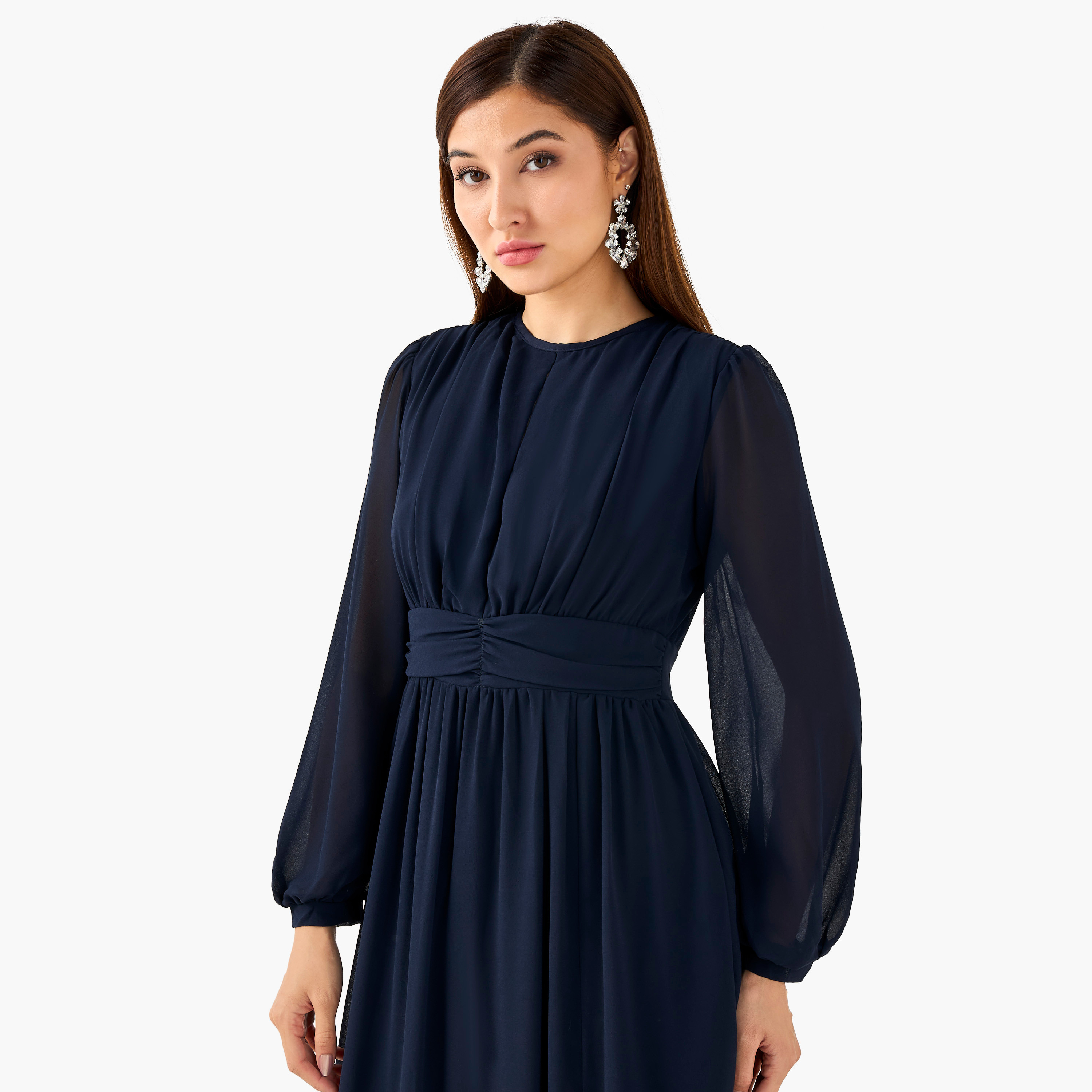 فستان ماكسي بليسيه بوليستر بفتحة من تي إف إن سي-women-clothing-dresses-image-2