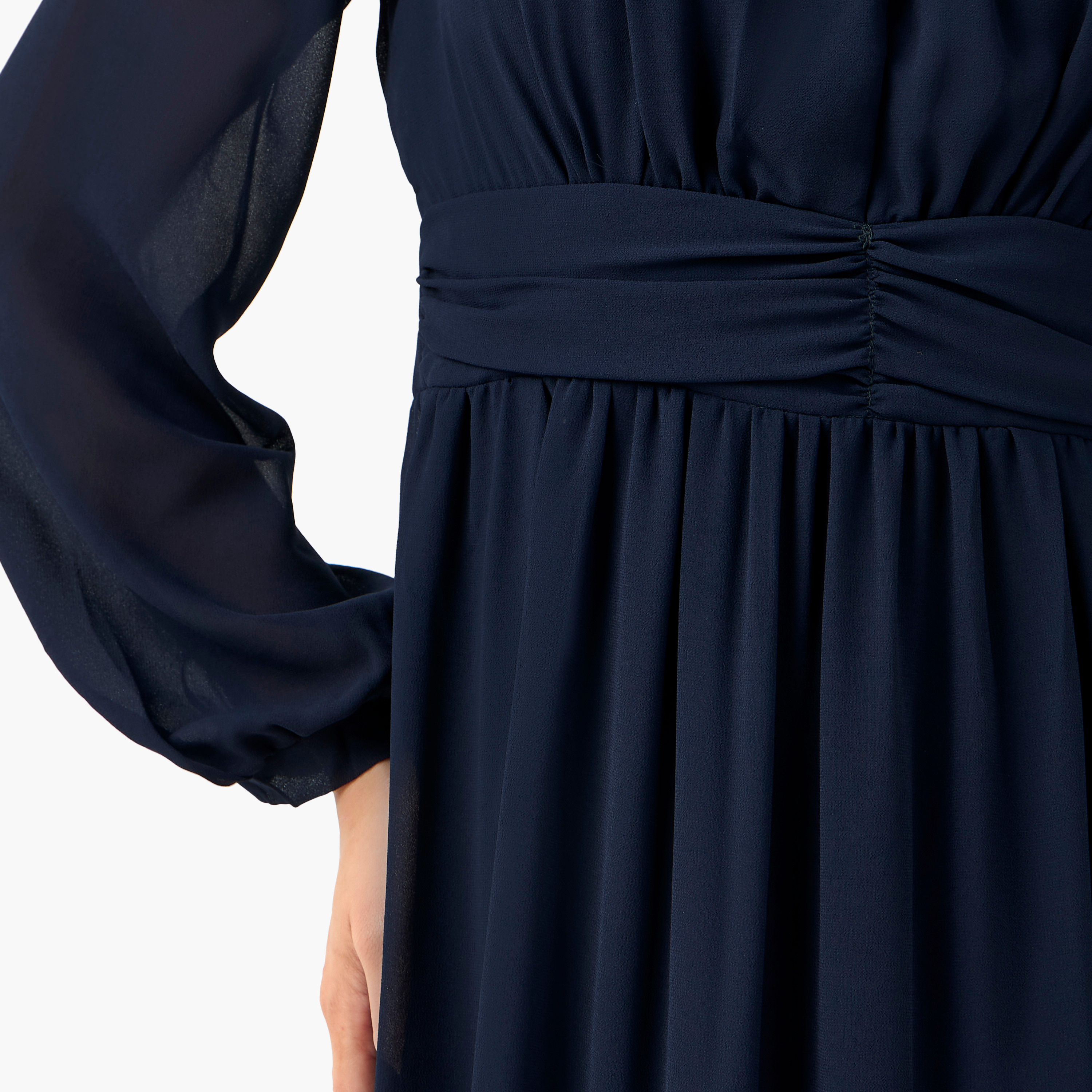 TFNC Pleated Maxi Polyester Dress with Slit-women-clothing-dresses-image-6