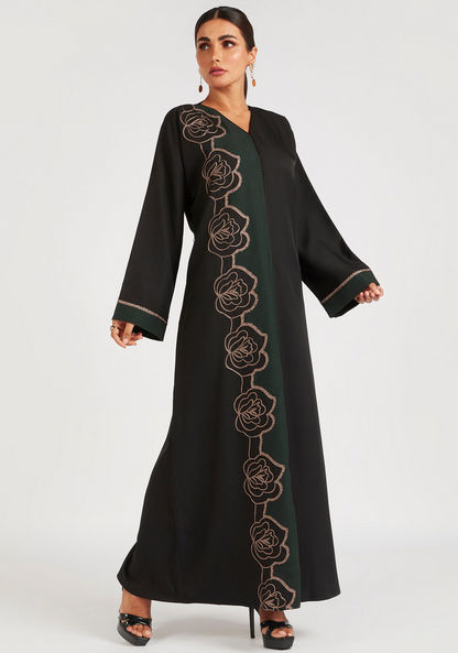 Abayas Embroidered A-line Abaya with Embellishments