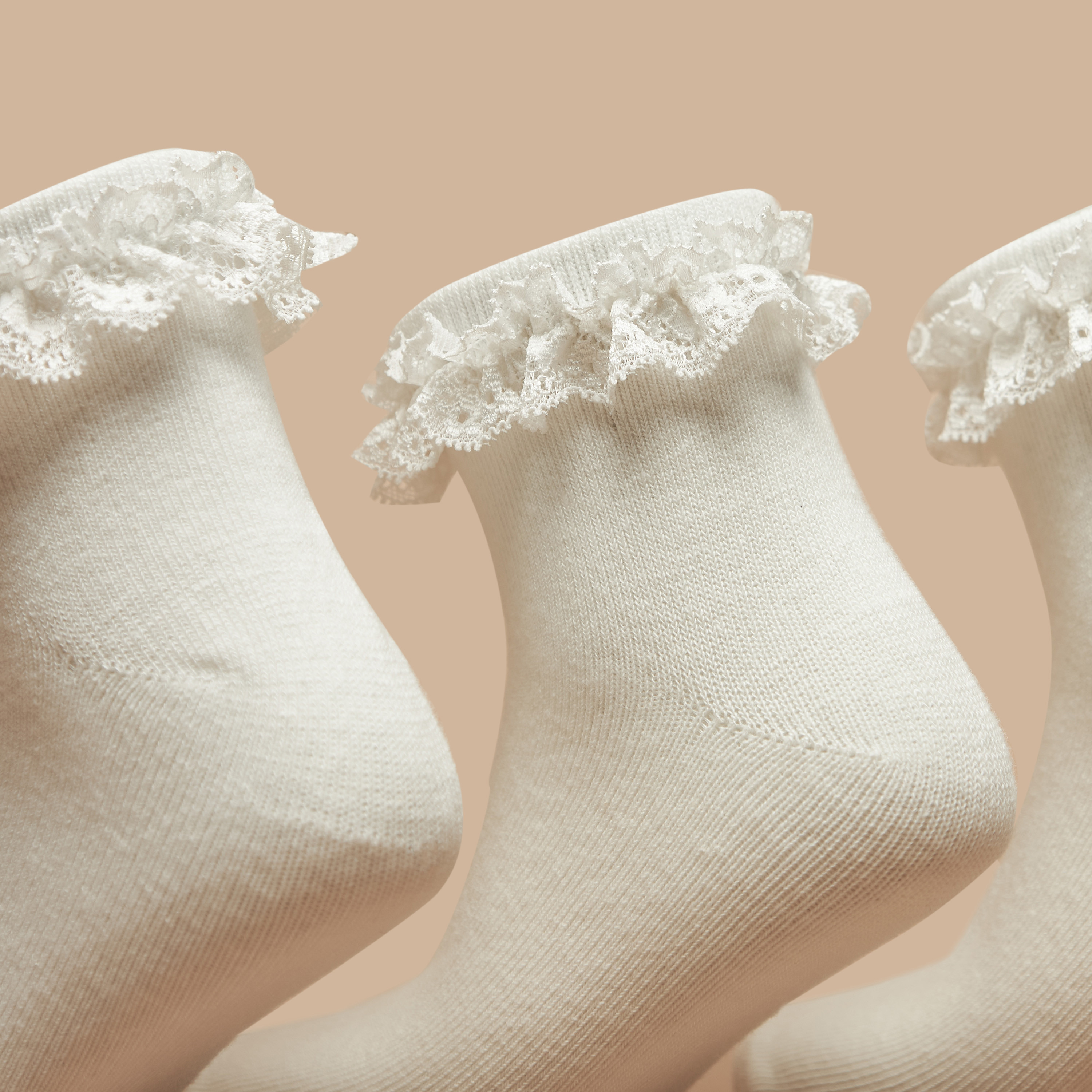 Little Missy Ruffle Detail Ankle Length Socks - Set of 3-girls-accessories-socks-image-2