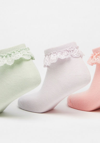 Lace Detail Ankle Length Socks - Set of 3