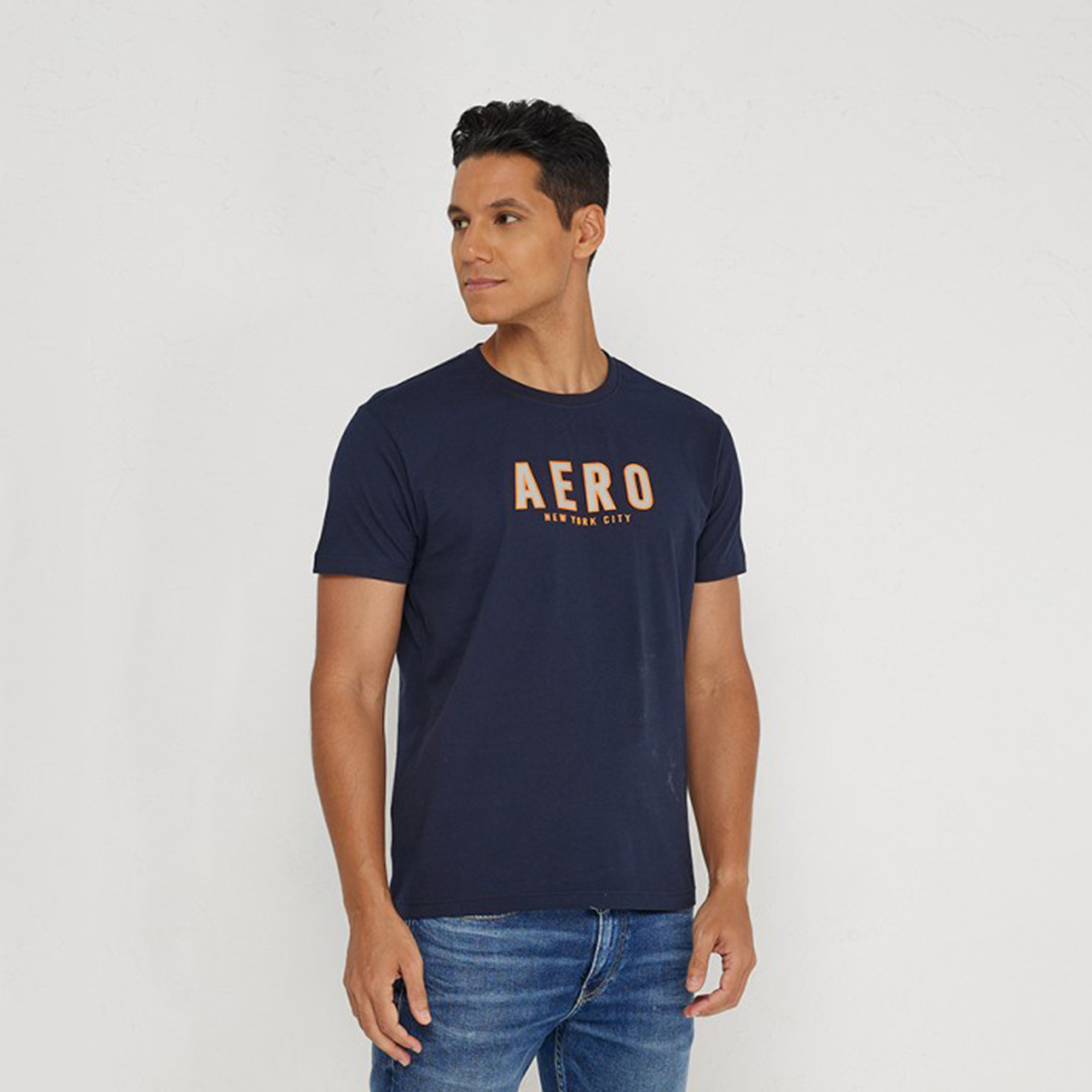 أيروبوستال- تي شيرت رجالي بغطاء للرأس وأكمام قصيرة وياقة مستديرة وشعار-men-clothing-tshirtsandpolos-tshirts-image-1