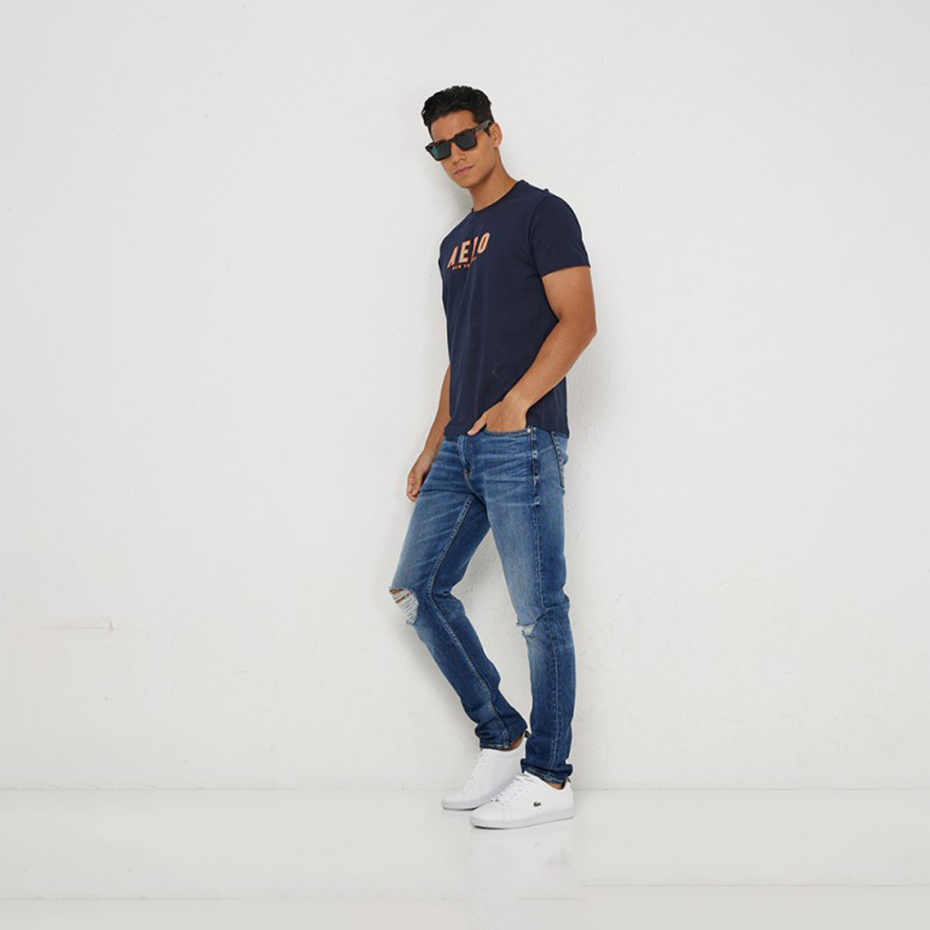 أيروبوستال- تي شيرت رجالي بغطاء للرأس وأكمام قصيرة وياقة مستديرة وشعار-men-clothing-tshirtsandpolos-tshirts-image-4
