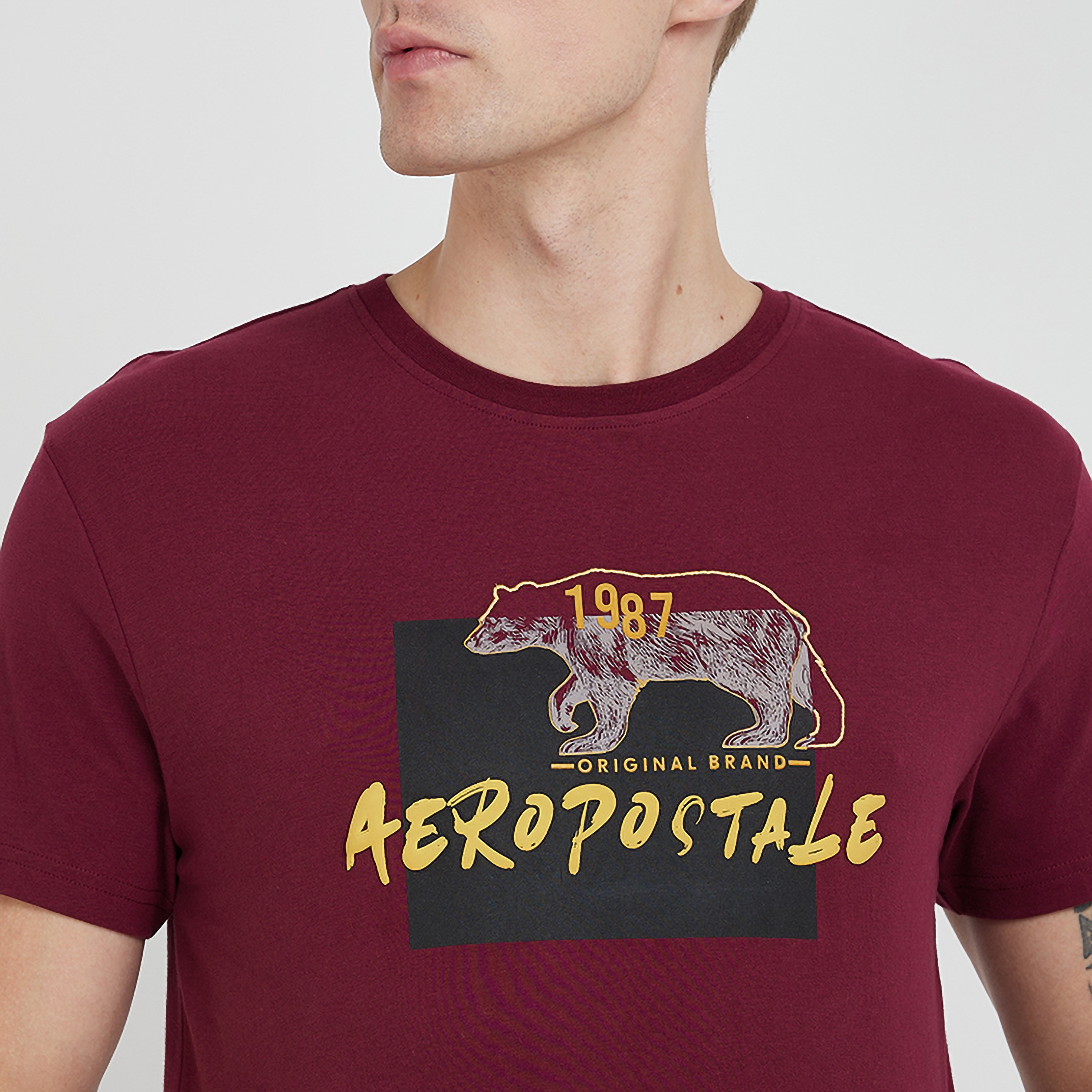 تي شيرت رجالي بأكمام قصيرة وياقة دائرية وشعار من أيروبوستال-men-clothing-tshirtsandpolos-tshirts-image-3