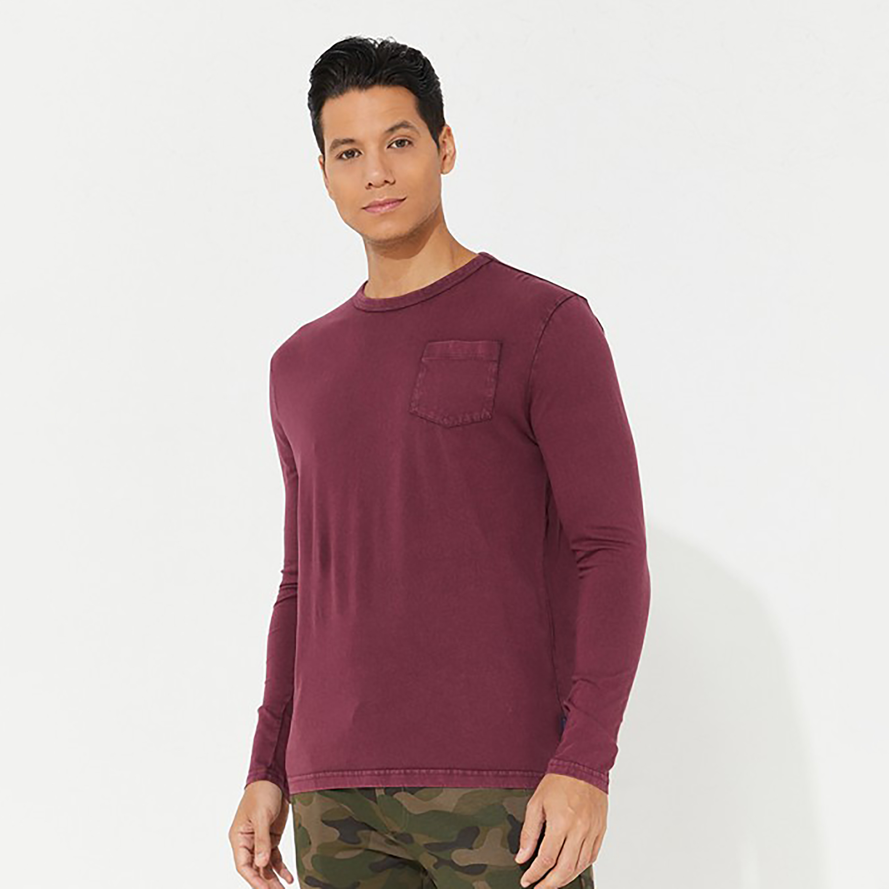 تي شيرت من ايروبوستال بأكمام طويلة و ياقة مستديرة سادة-men-clothing-tshirtsandpolos-tshirts-image-5