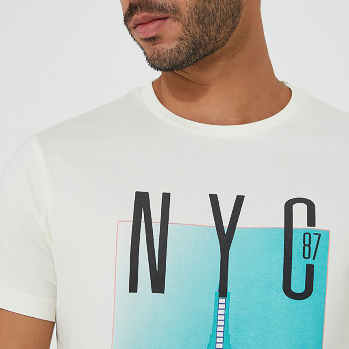 تيشيرت ايروبوستال بأكمام قصيرة وياقة دائرية مطبوعة باللون الأبیض للرجال-men-clothing-tshirtsandpolos-tshirts-image-3