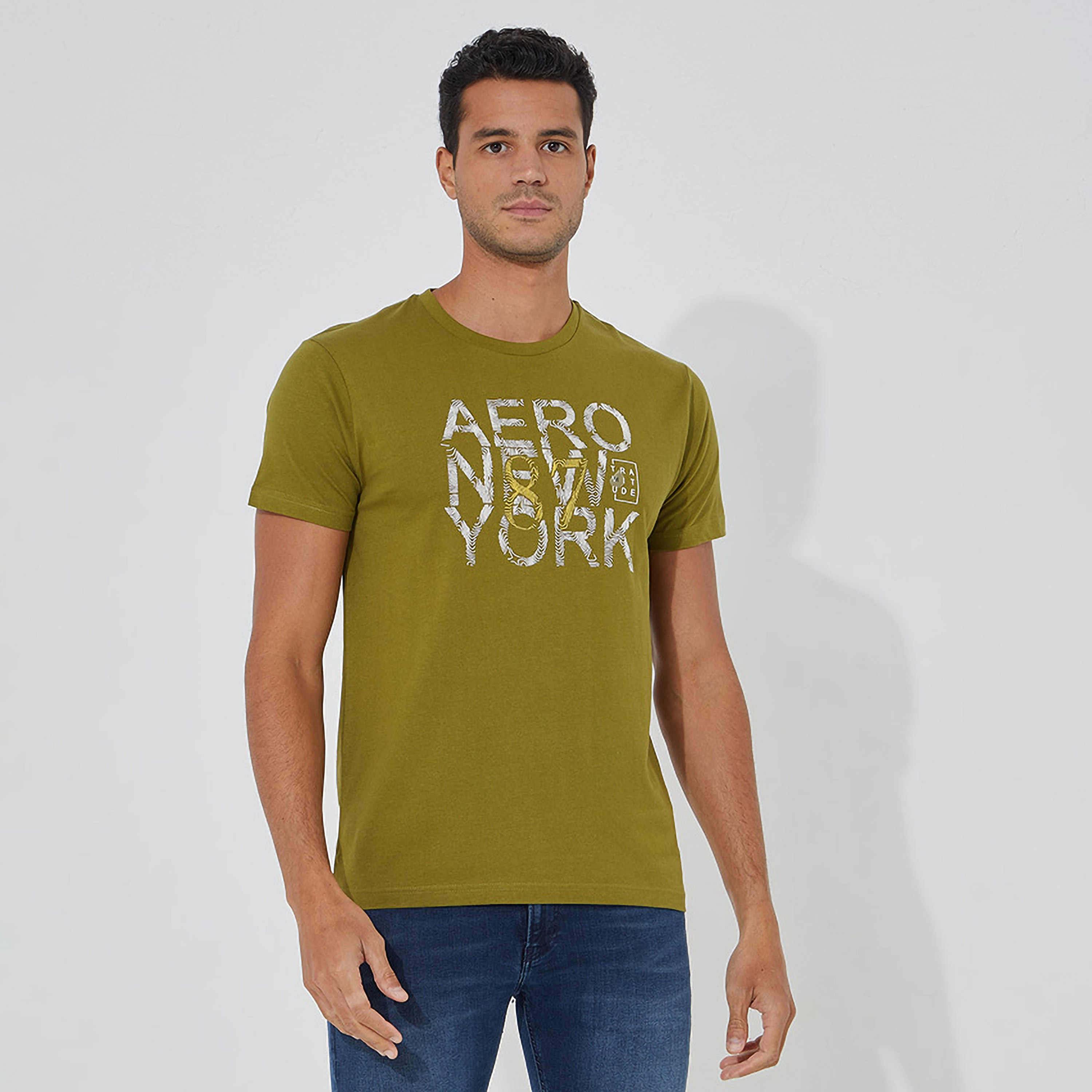 Aeropostale Text Print Crew Neck Short Sleeves Men's T-Shirt-men-clothing-tshirtsandpolos-tshirts-image-1