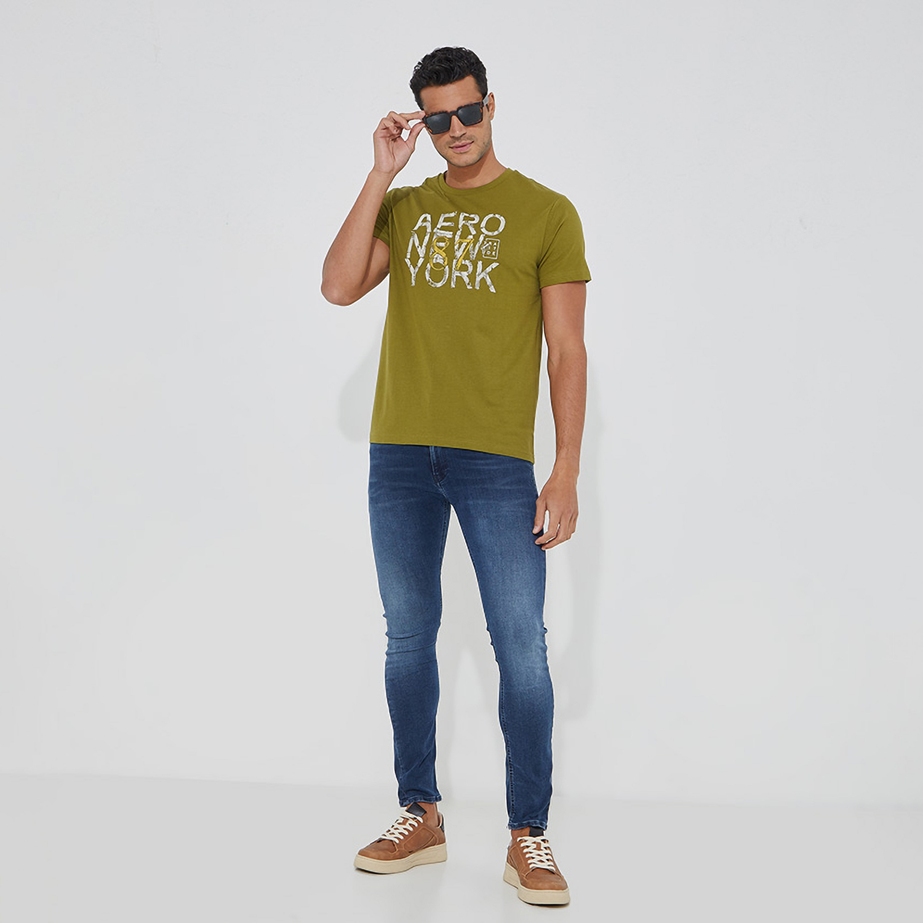 تي شيرت رجالي بأكمام قصيرة ورقبة دائرية وطبعة نصية من أيروبوستال-men-clothing-tshirtsandpolos-tshirts-image-2