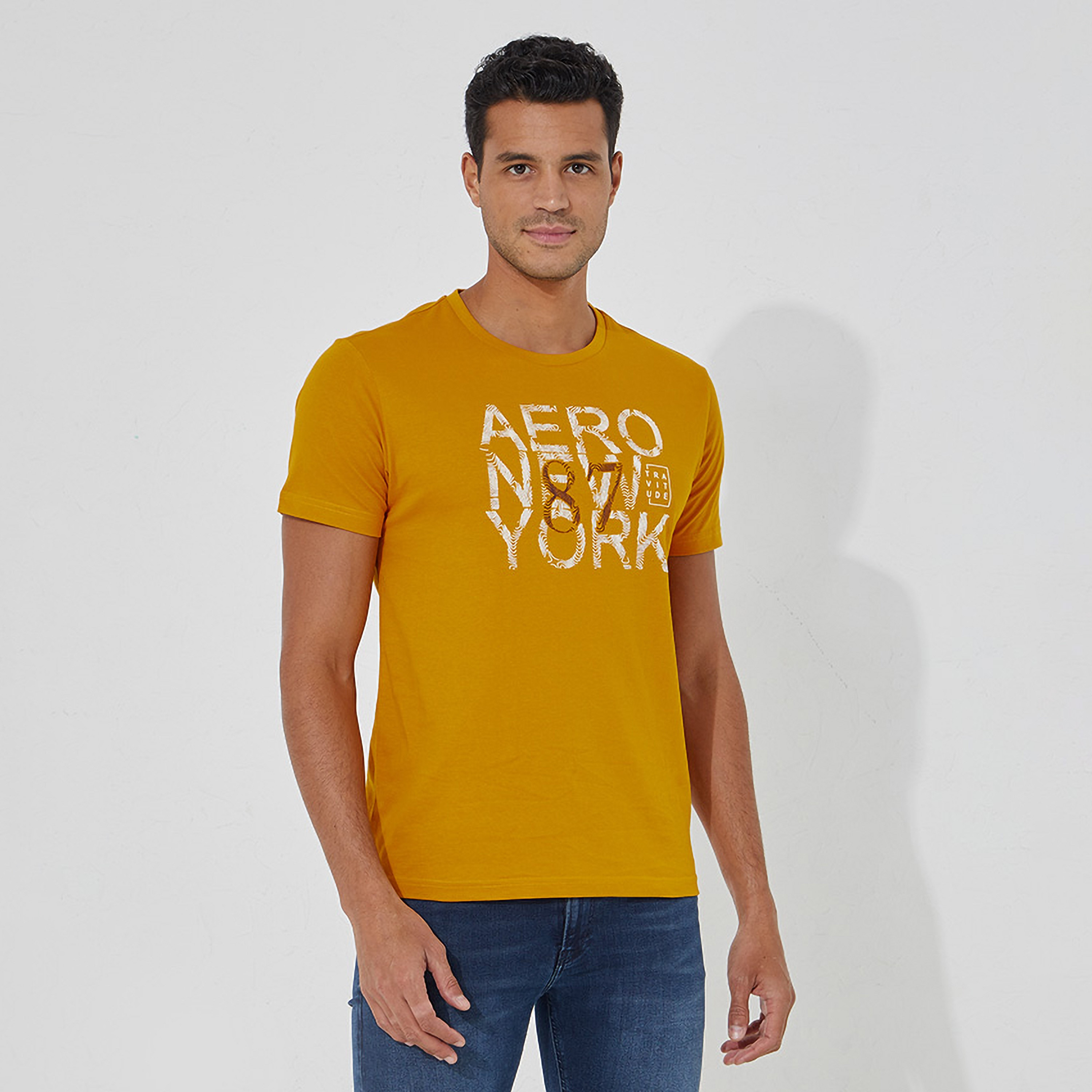 تي شيرت رجالي بأكمام قصيرة ورقبة دائرية وطبعة نصية من أيروبوستال-men-clothing-tshirtsandpolos-tshirts-image-5