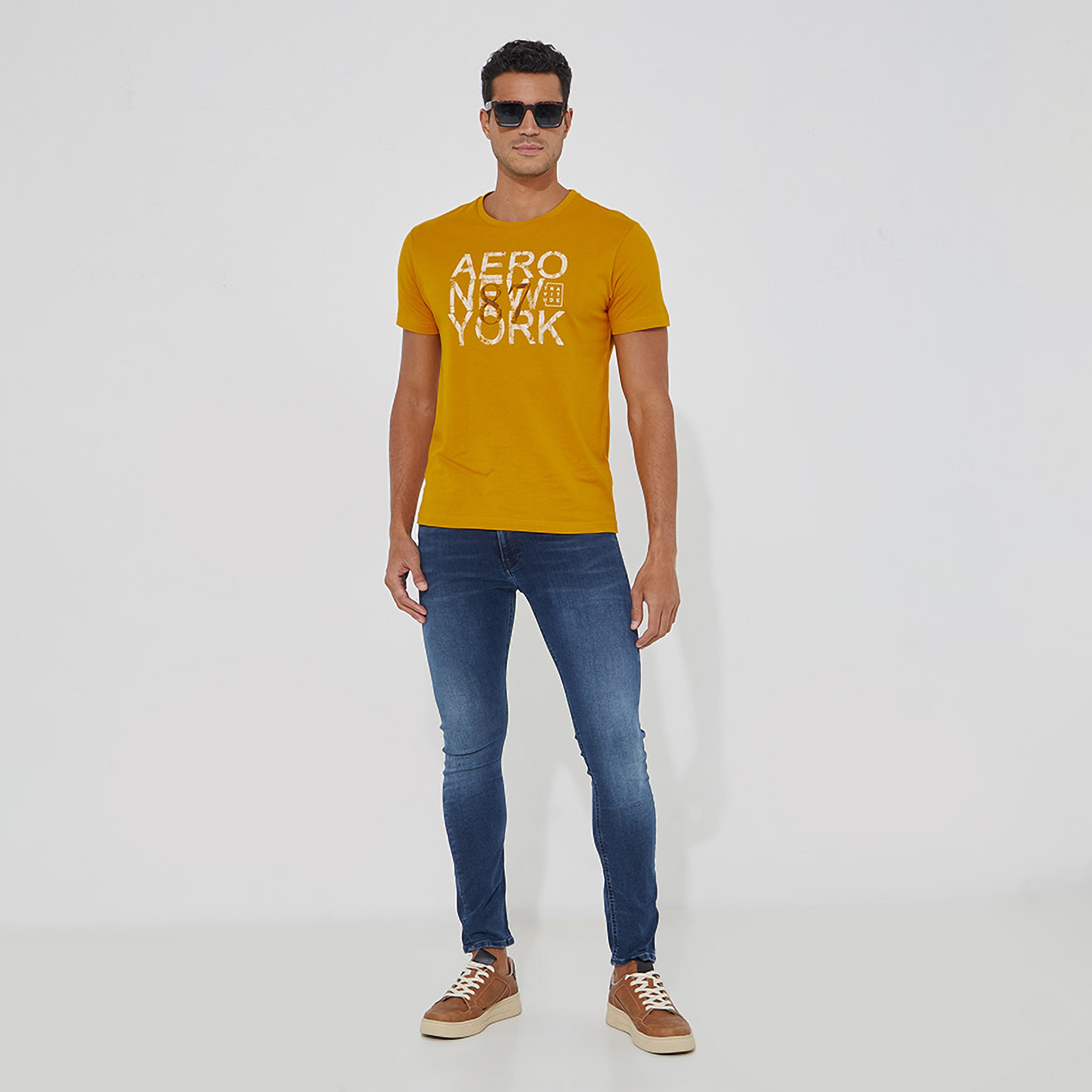 تي شيرت رجالي بأكمام قصيرة ورقبة دائرية وطبعة نصية من أيروبوستال-men-clothing-tshirtsandpolos-tshirts-image-6