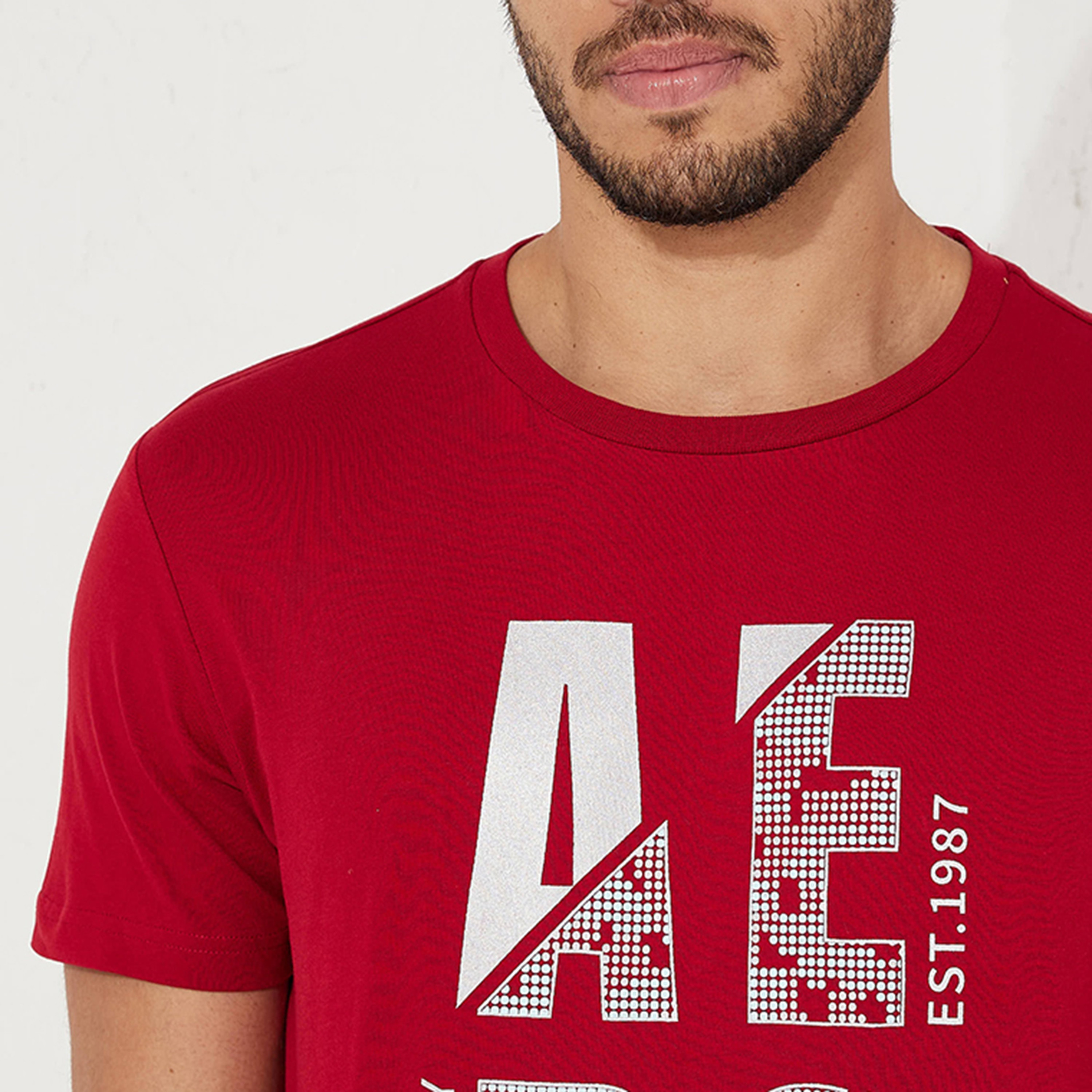 تي شيرت مطبوع عليه لوجو ايروبوستال بياقة مستديرة وأكمام قصيرة-men-clothing-tshirtsandpolos-tshirts-image-7
