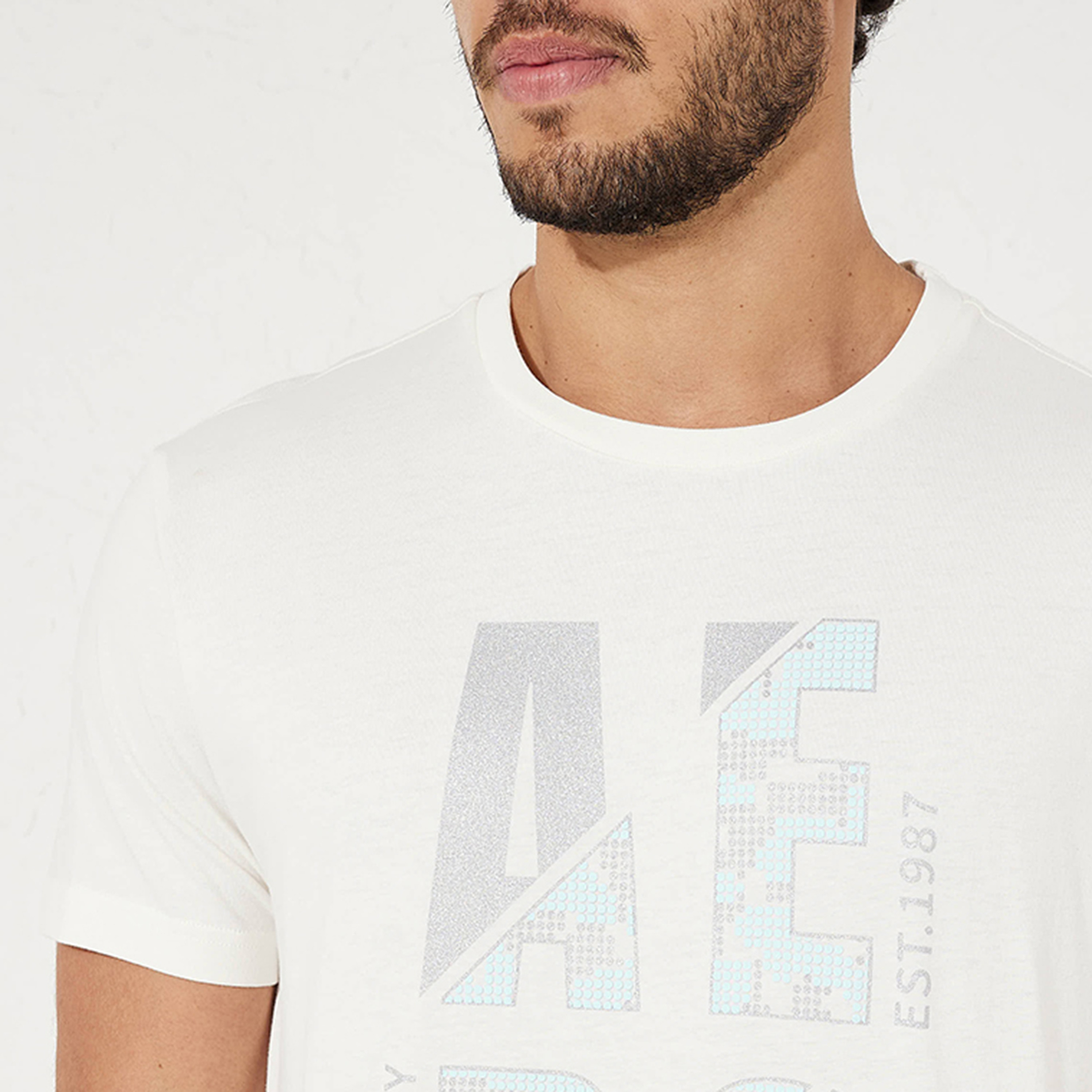 تي شيرت مطبوع عليه لوجو ايروبوستال بياقة مستديرة وأكمام قصيرة-men-clothing-tshirtsandpolos-tshirts-image-3