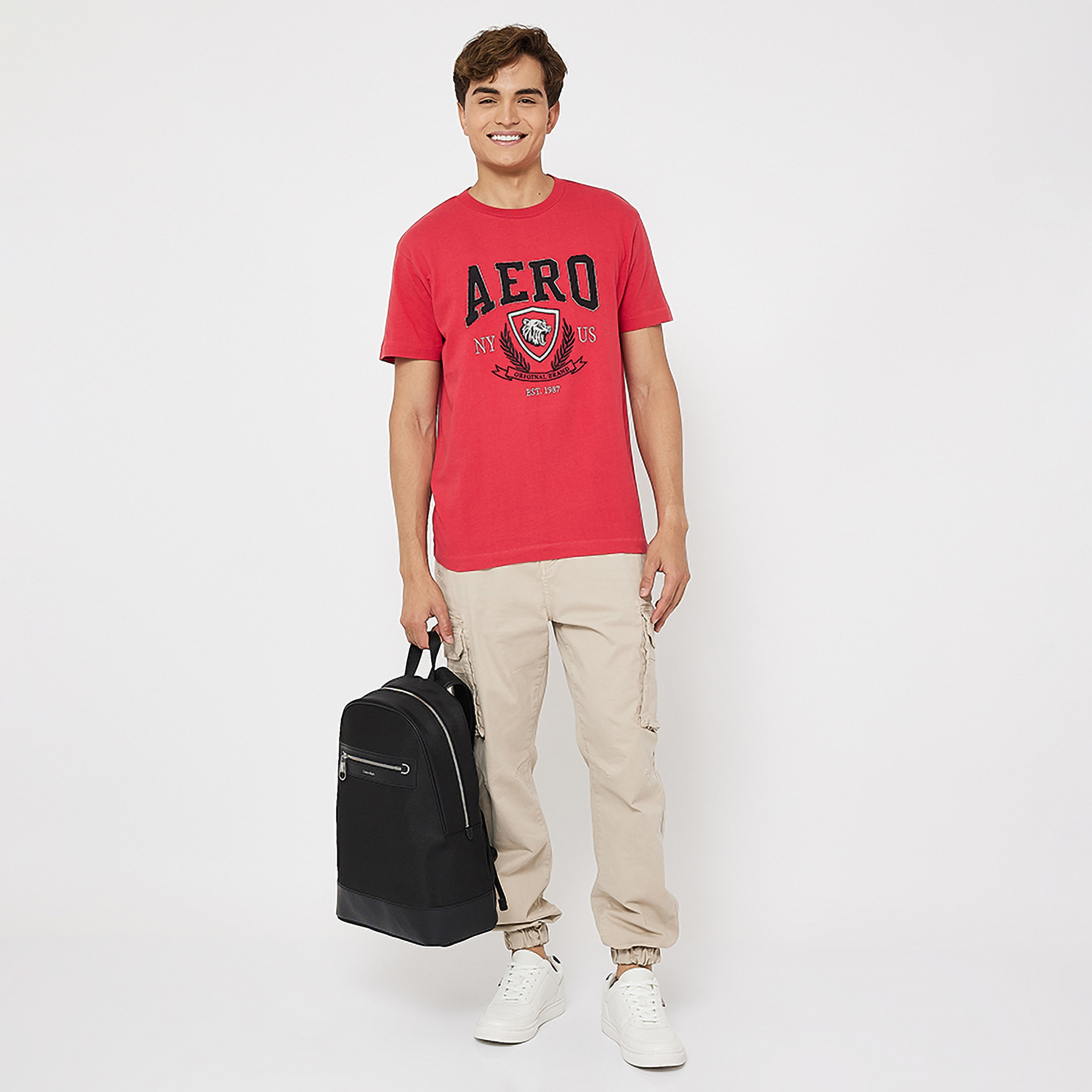 تي شيرت رجالي بأكمام قصيرة ورقبة دائرية مزخرفة من أيروبوستال-men-clothing-tshirtsandpolos-tshirts-image-2