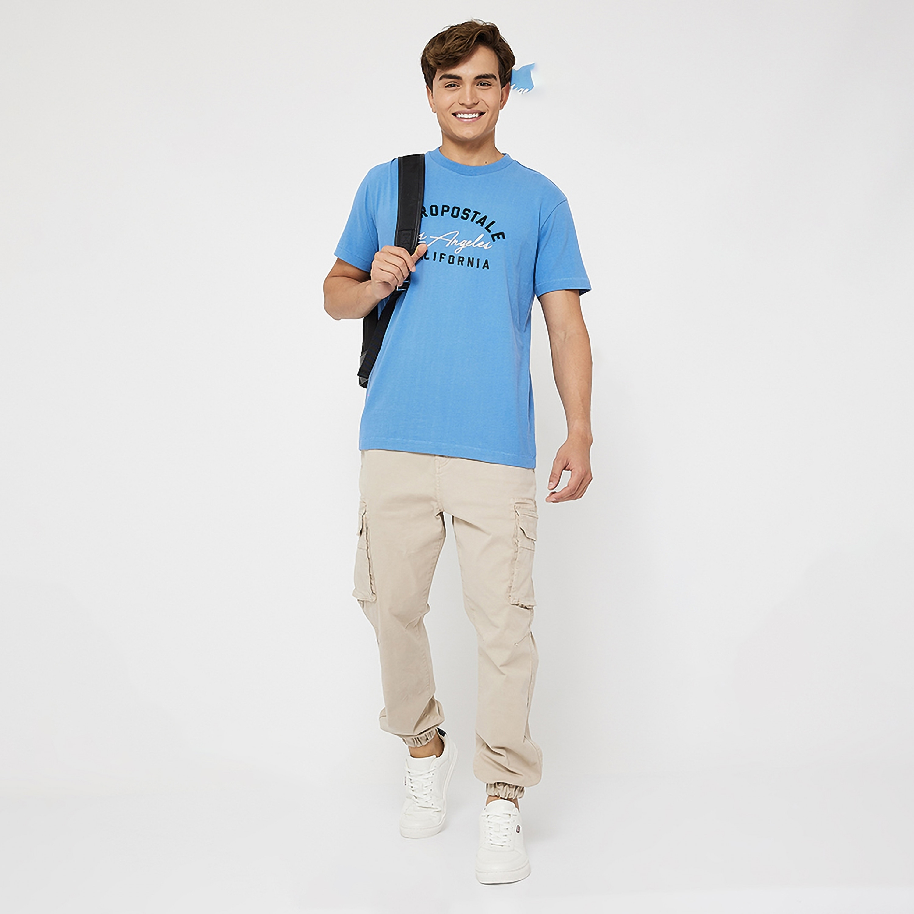 تي شيرت رجالي بأكمام قصيرة وياقة دائرية وتطريز شعار من أيروبوستال-men-clothing-tshirtsandpolos-tshirts-image-2