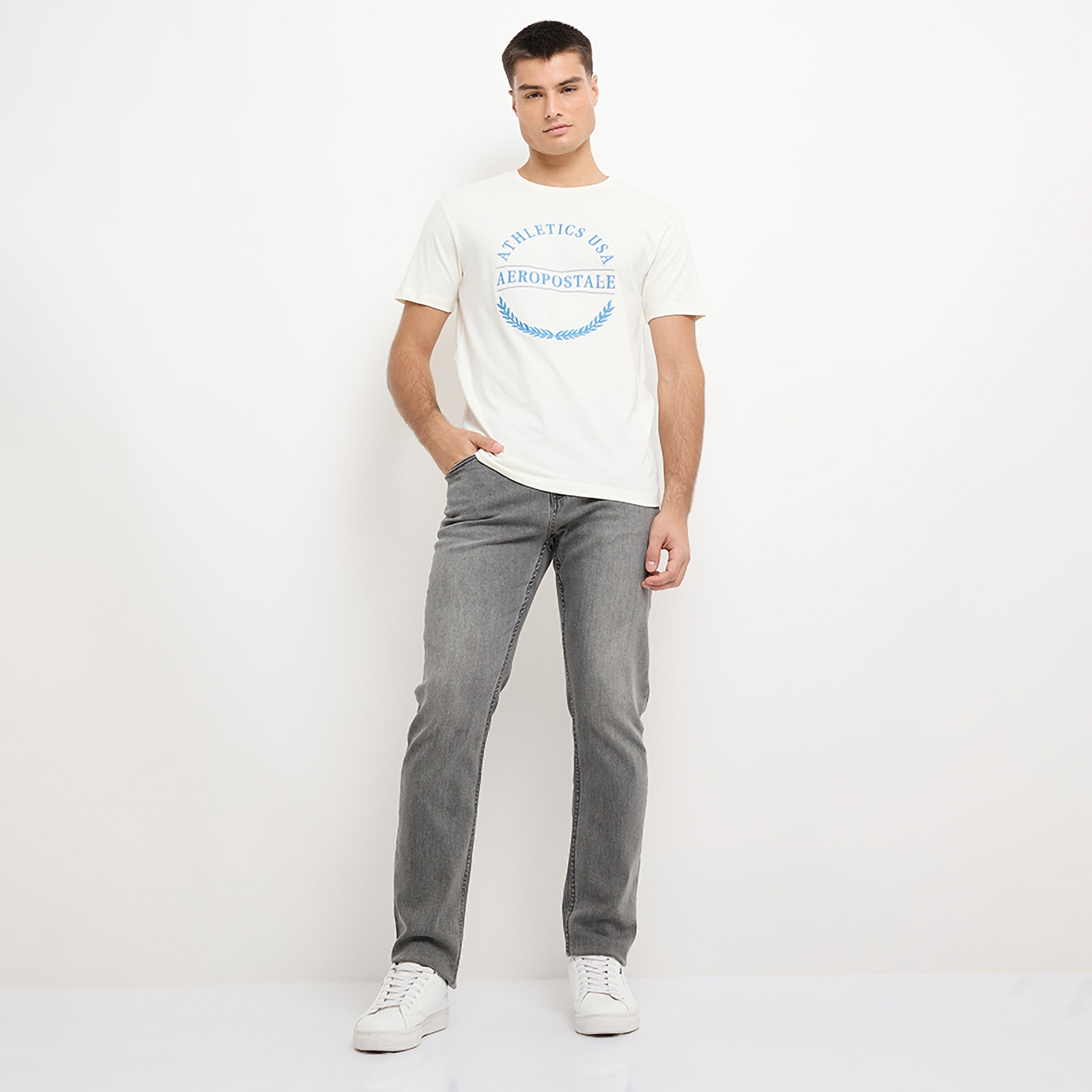 تي شيرت للرجال بأكمام قصيرة ورقبة دائرية مطرزة بشعار من أيروبوستال-men-clothing-tshirtsandpolos-tshirts-image-2