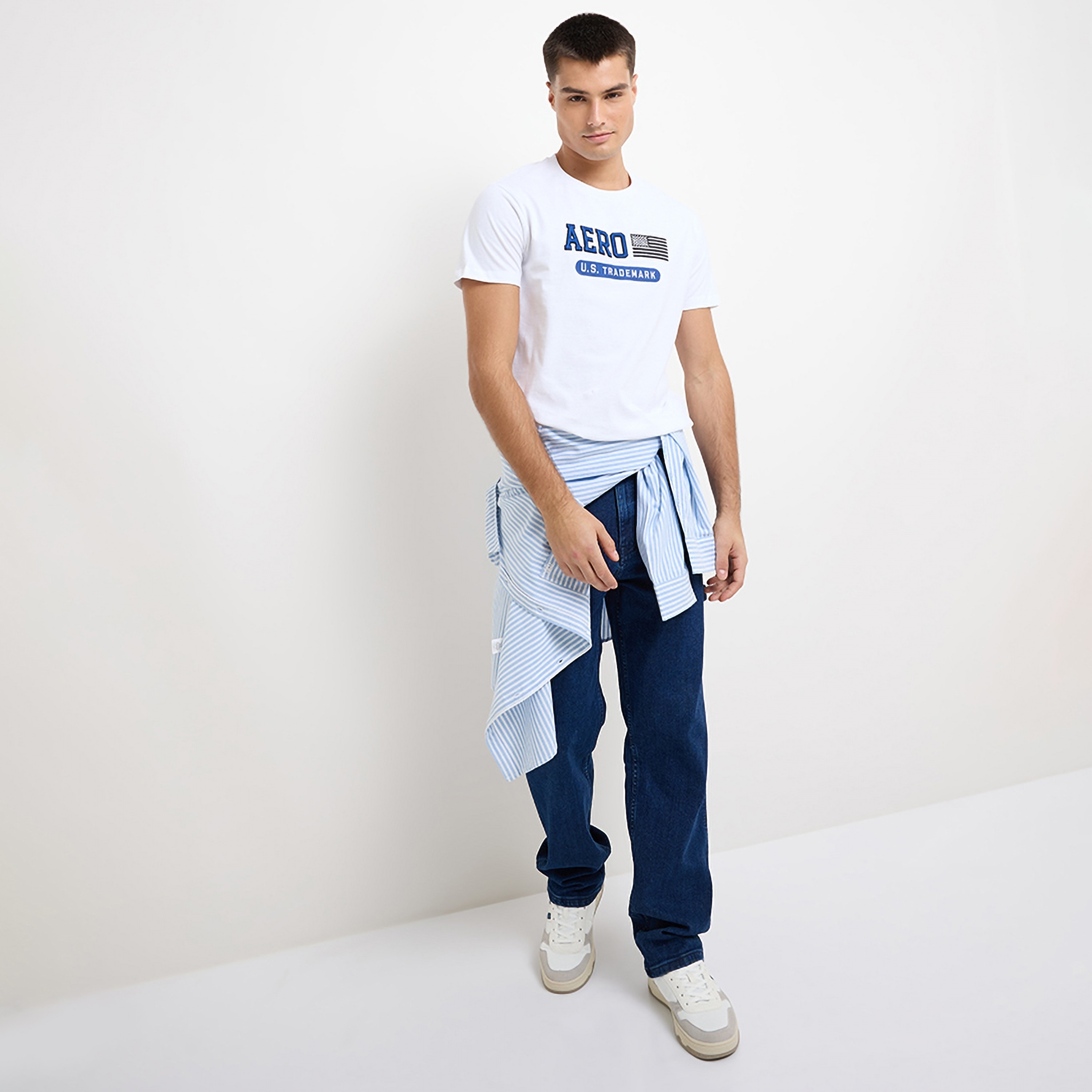 تي شيرت رجالي بأكمام قصيرة وياقة دائرية وتطريز من أيروبوستال-men-clothing-tshirtsandpolos-tshirts-image-2