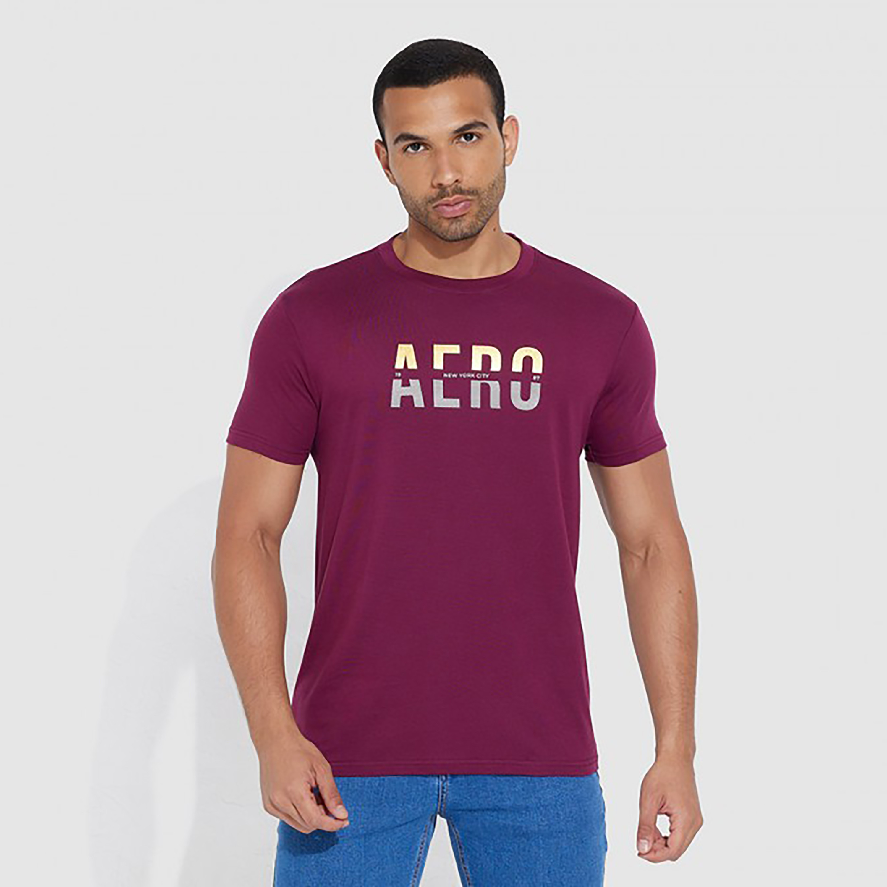 تي شيرت من ايروبوستال بأكمام قصيرة و ياقة مستديرة مع طبعات-men-clothing-tshirtsandpolos-tshirts-image-1