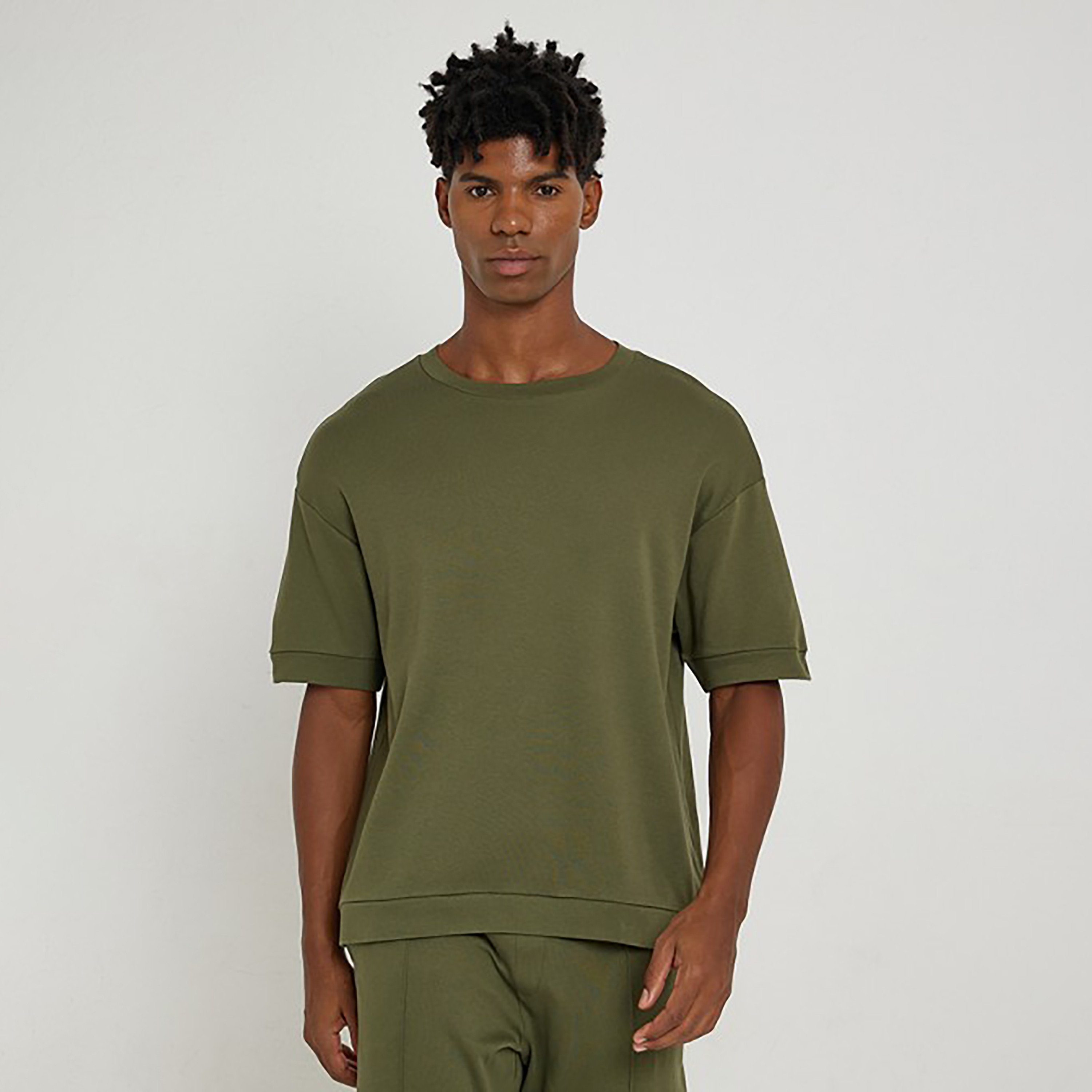 تي شيرت من ايروبوستال بأكمام قصيرة و ياقة مستديرة سادة-men-clothing-tshirtsandpolos-tshirts-image-1
