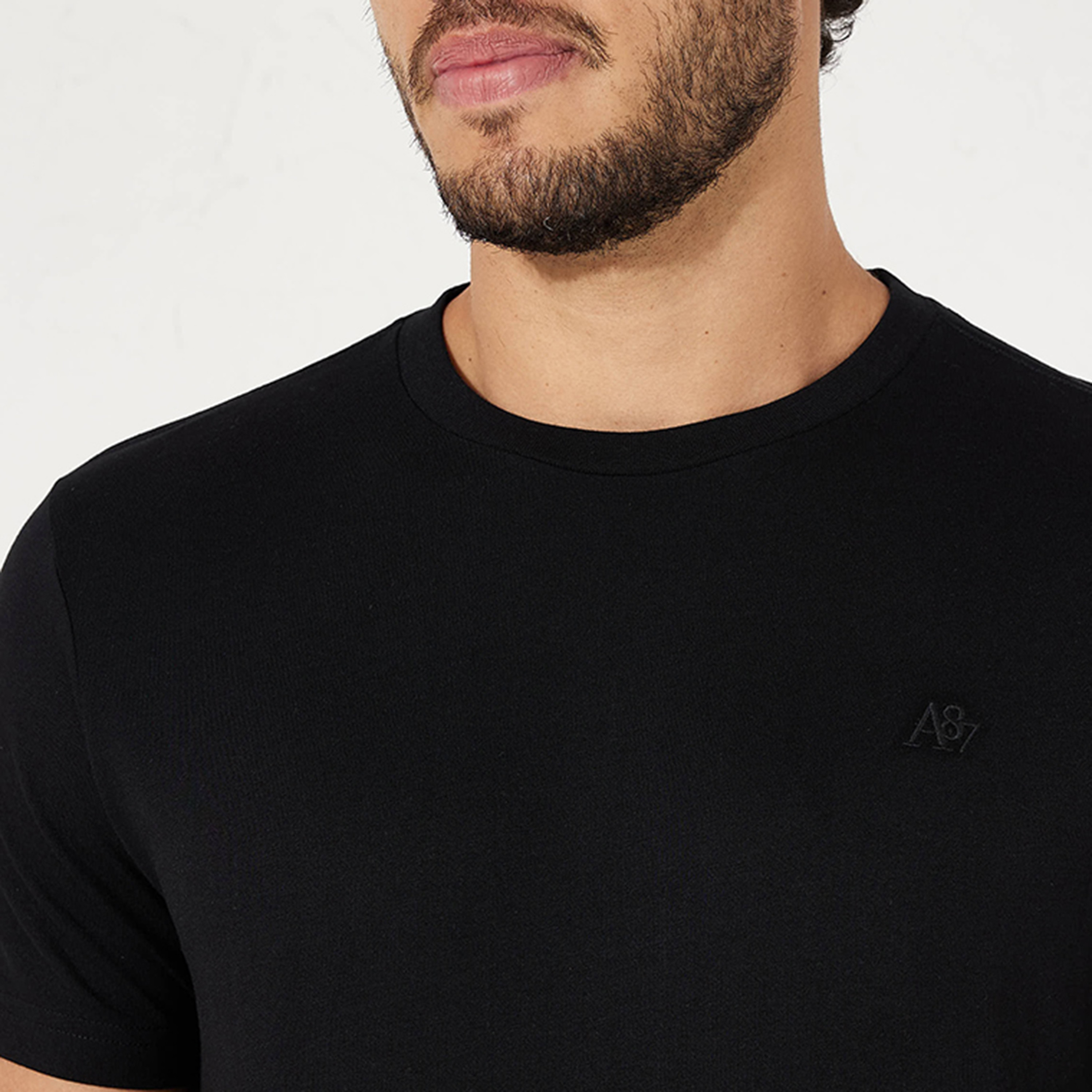تي شيرت سادة بياقة مستديرة وأكمام قصيرة من ايروبوستال-men-clothing-tshirtsandpolos-tshirts-image-14