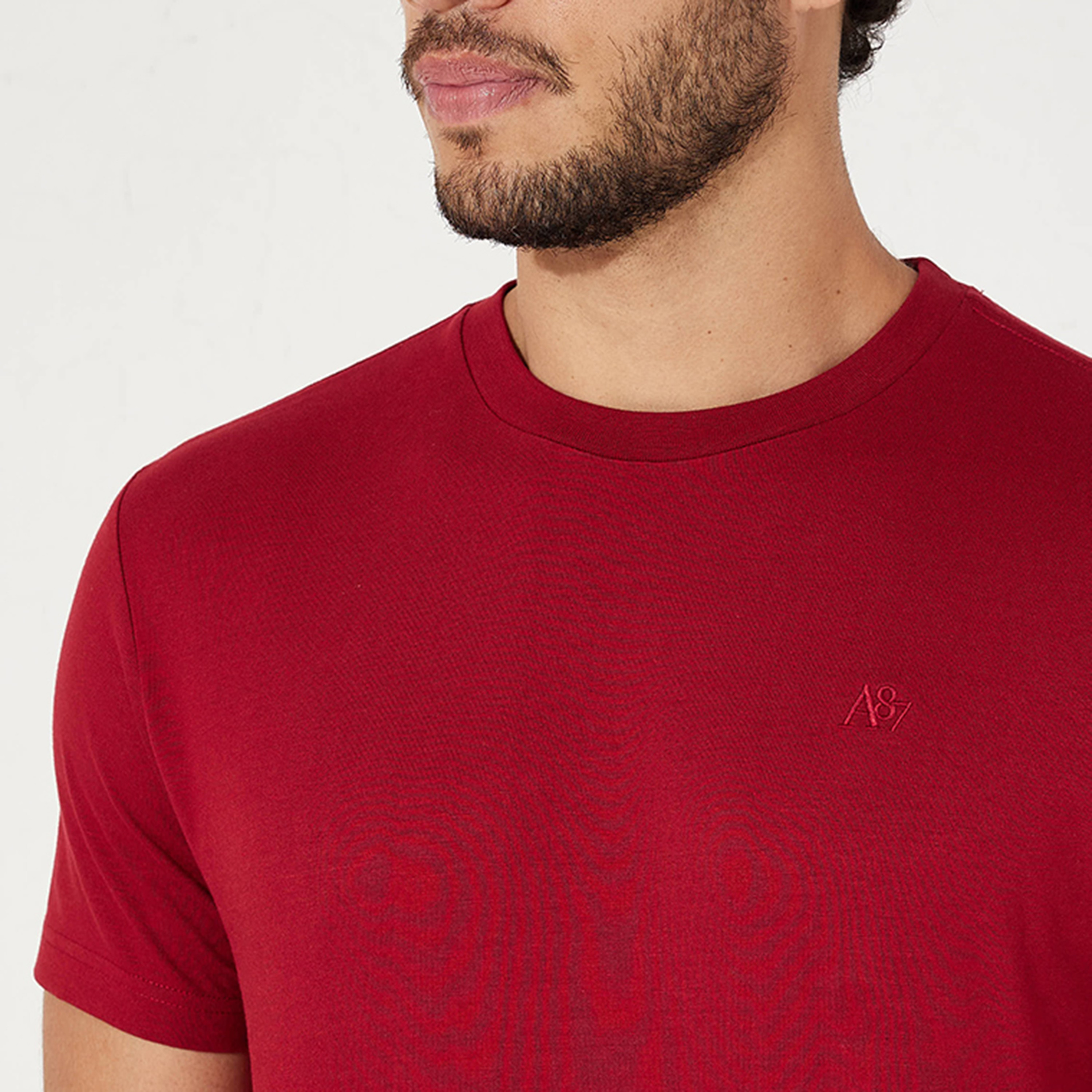 تي شيرت سادة بياقة مستديرة وأكمام قصيرة من ايروبوستال-men-clothing-tshirtsandpolos-tshirts-image-7