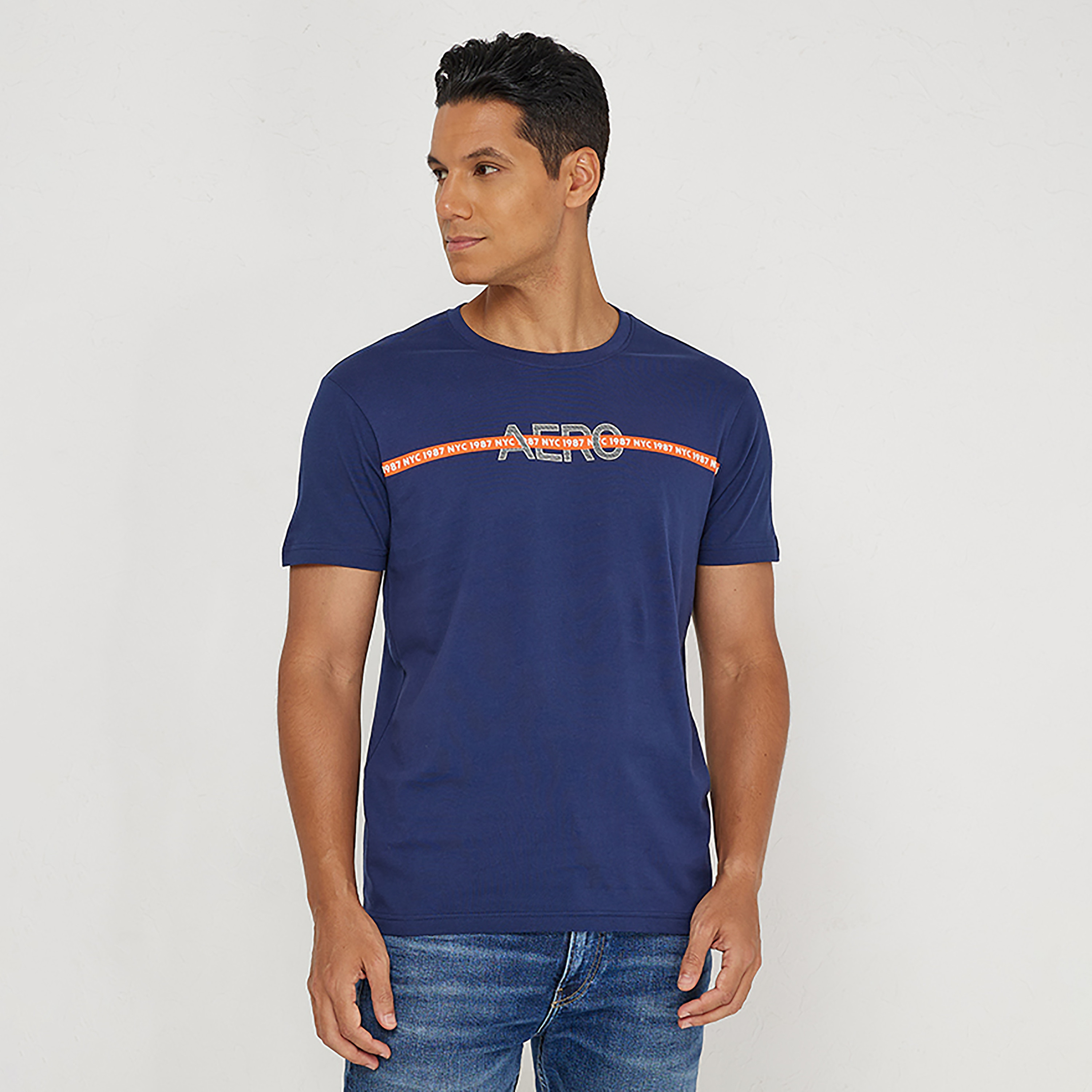 تي شيرت من ايروبوستال بأكمام قصيرة و ياقة مستديرة مع شعار بطبعات-men-clothing-tshirtsandpolos-tshirts-image-1