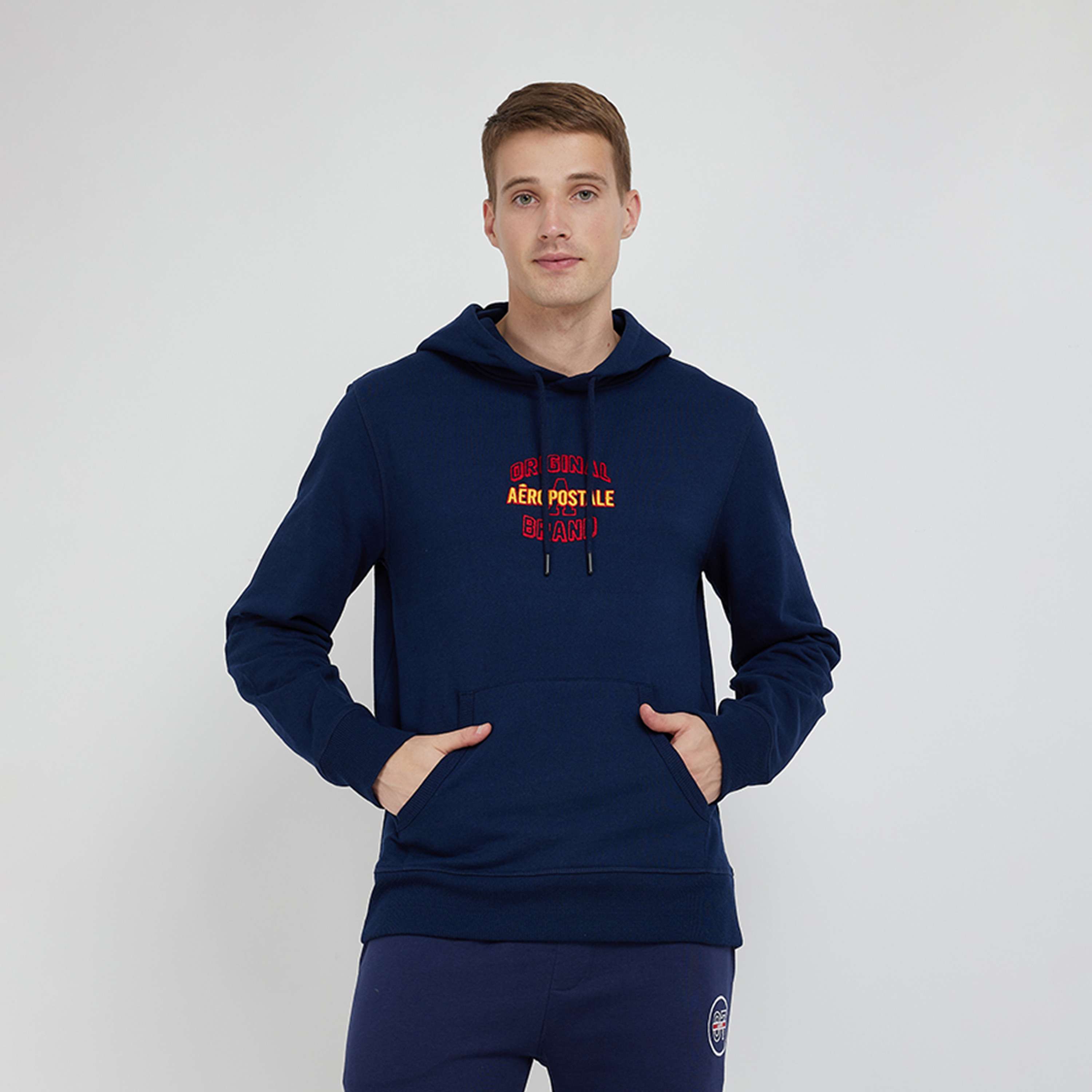 Aeropostale Men's Embroidered Long Sleeves Hoodie with Front Kangaroo Pocket-men-clothing-hoodiesandsweatshirts-image-1