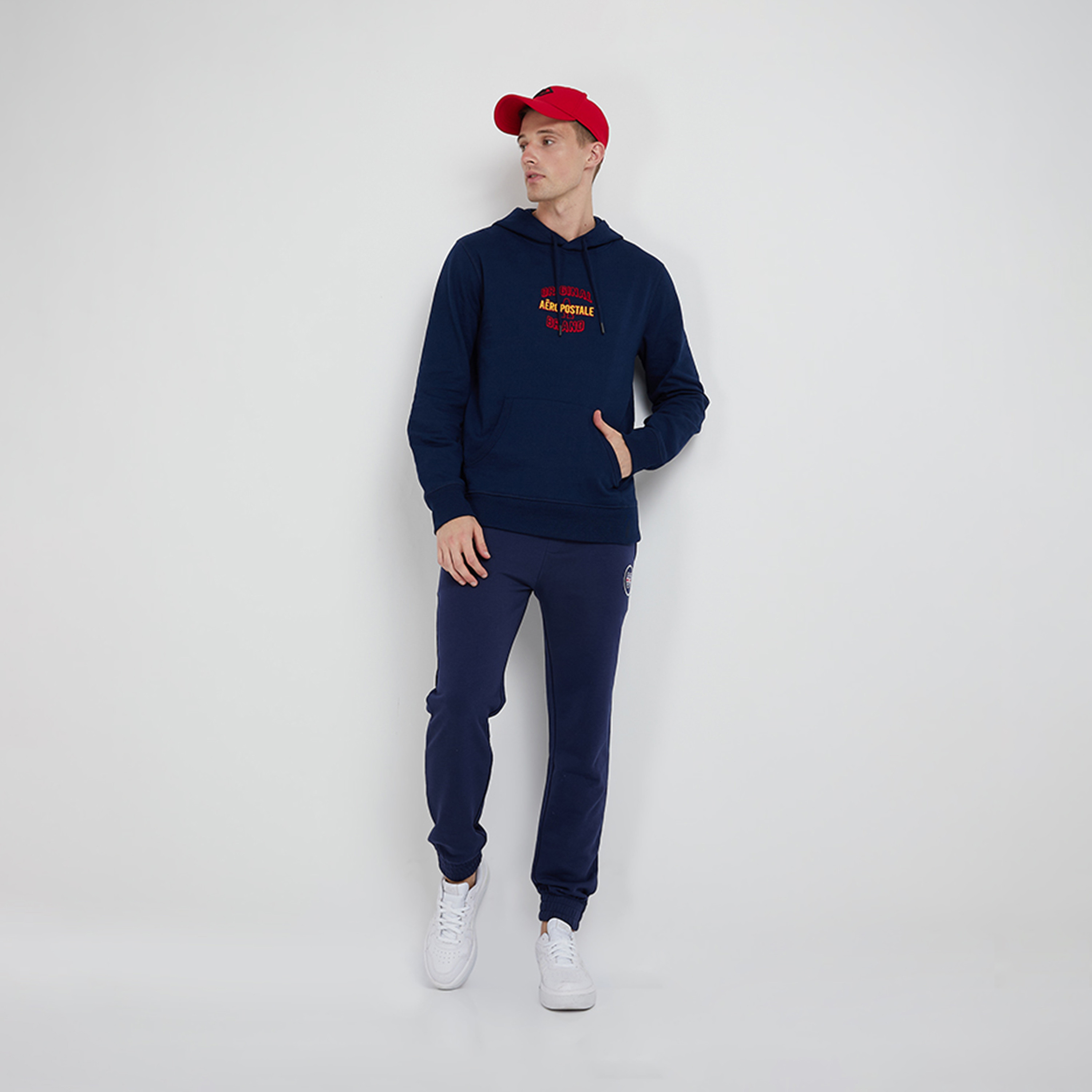 Aeropostale Men's Embroidered Long Sleeves Hoodie with Front Kangaroo Pocket-men-clothing-hoodiesandsweatshirts-image-2