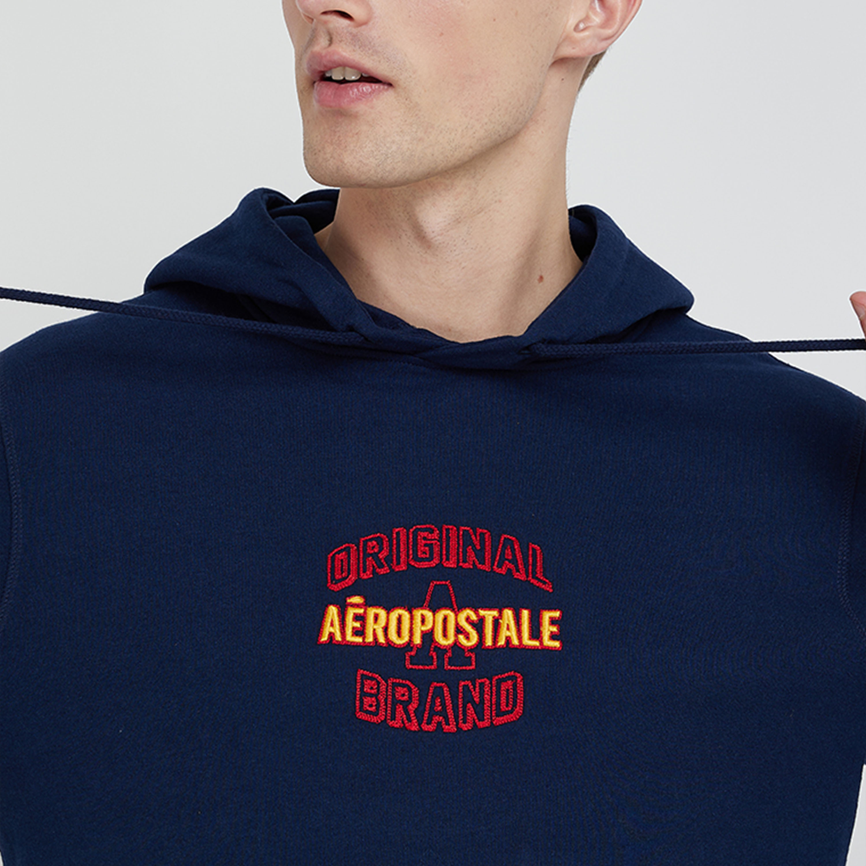Aeropostale Men's Embroidered Long Sleeves Hoodie with Front Kangaroo Pocket-men-clothing-hoodiesandsweatshirts-image-3