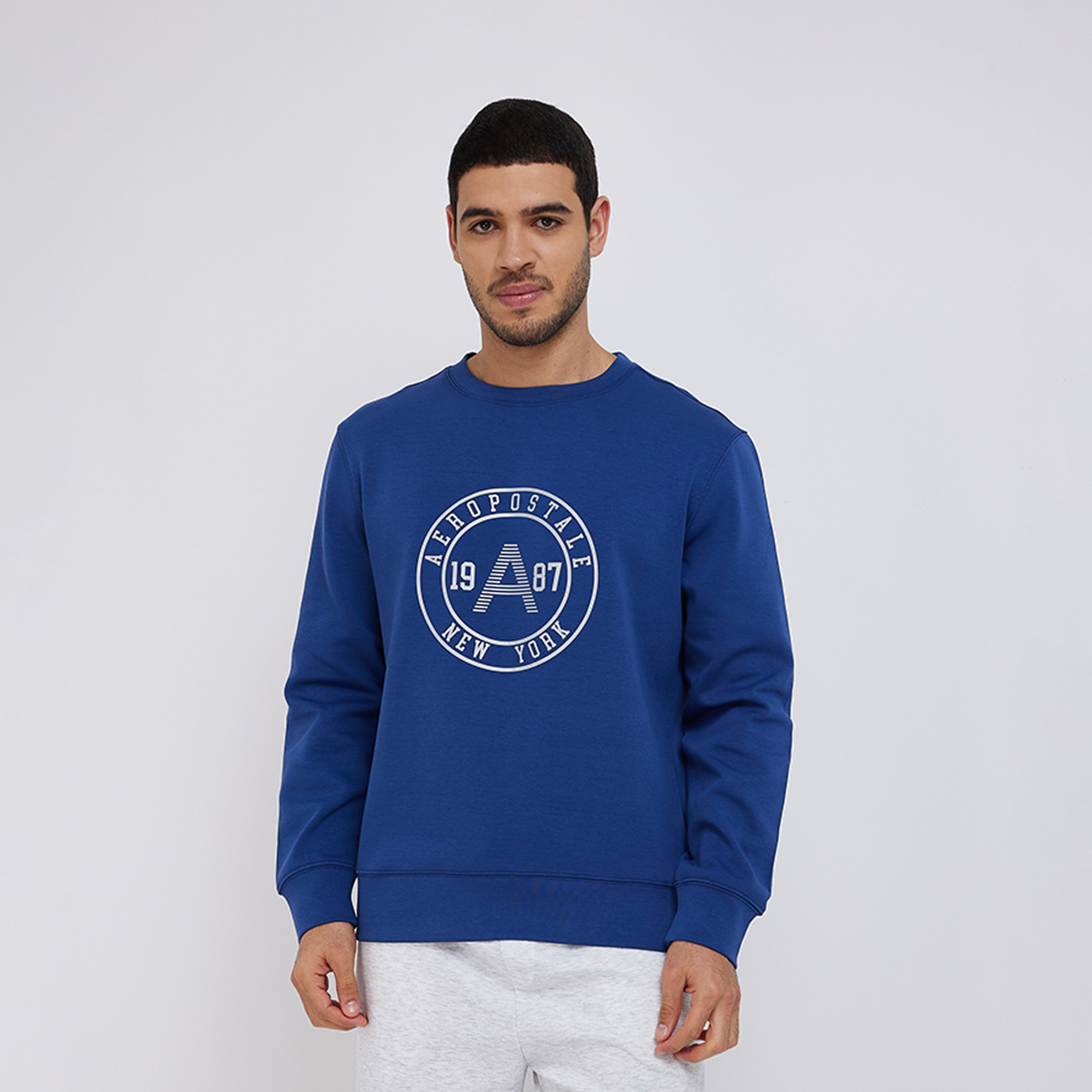 Aeropostale Men's Printed Crew Neck Long Sleeves Sweatshirt with Elastic Waistband-men-clothing-hoodiesandsweatshirts-image-1