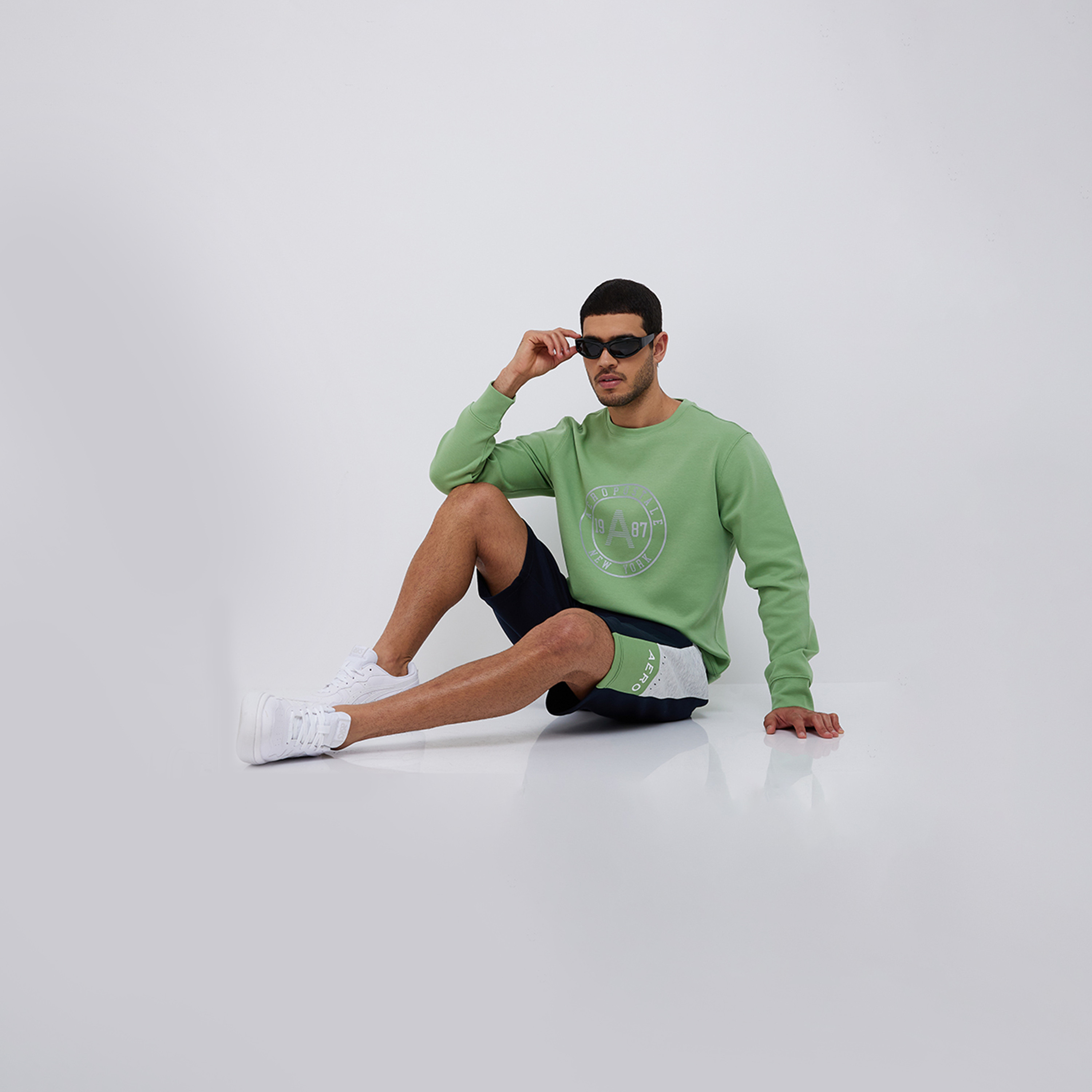 ايروبوستيل- سويت شيرت رجالي مطبوع وأكمام طويلة وياقة دائرية بحزام خصر مطاطي-men-clothing-hoodiesandsweatshirts-image-2
