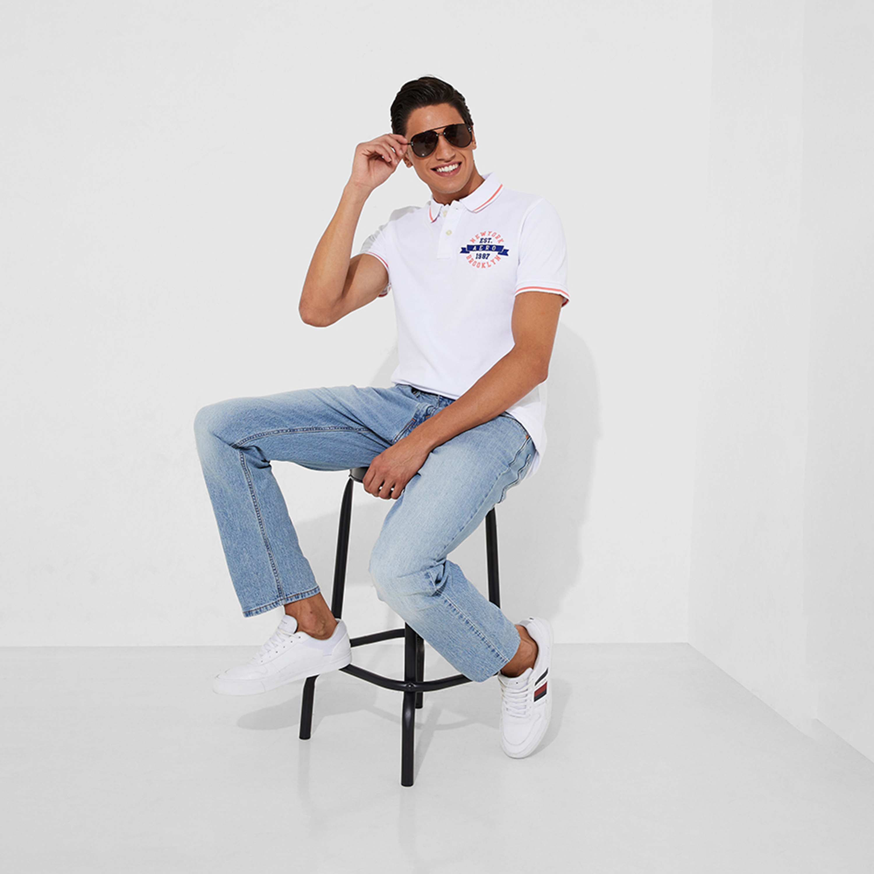 ايروبوستيل- تي شيرت بولو رجالي منقوش بأكمام قصيرة وياقة مطرزة-men-clothing-tshirtsandpolos-polos-image-2